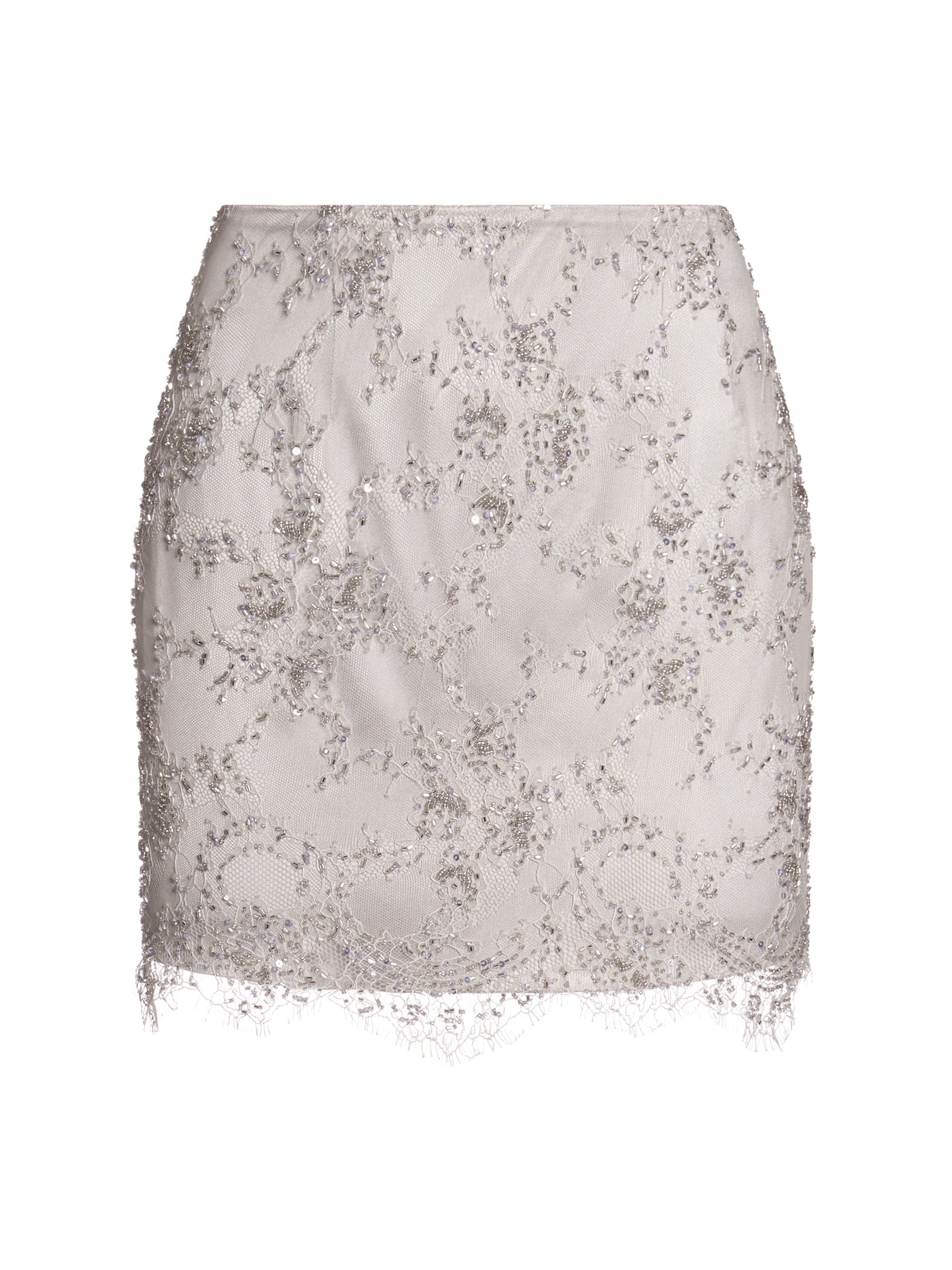 Embellished Lace Short Silk Skirt