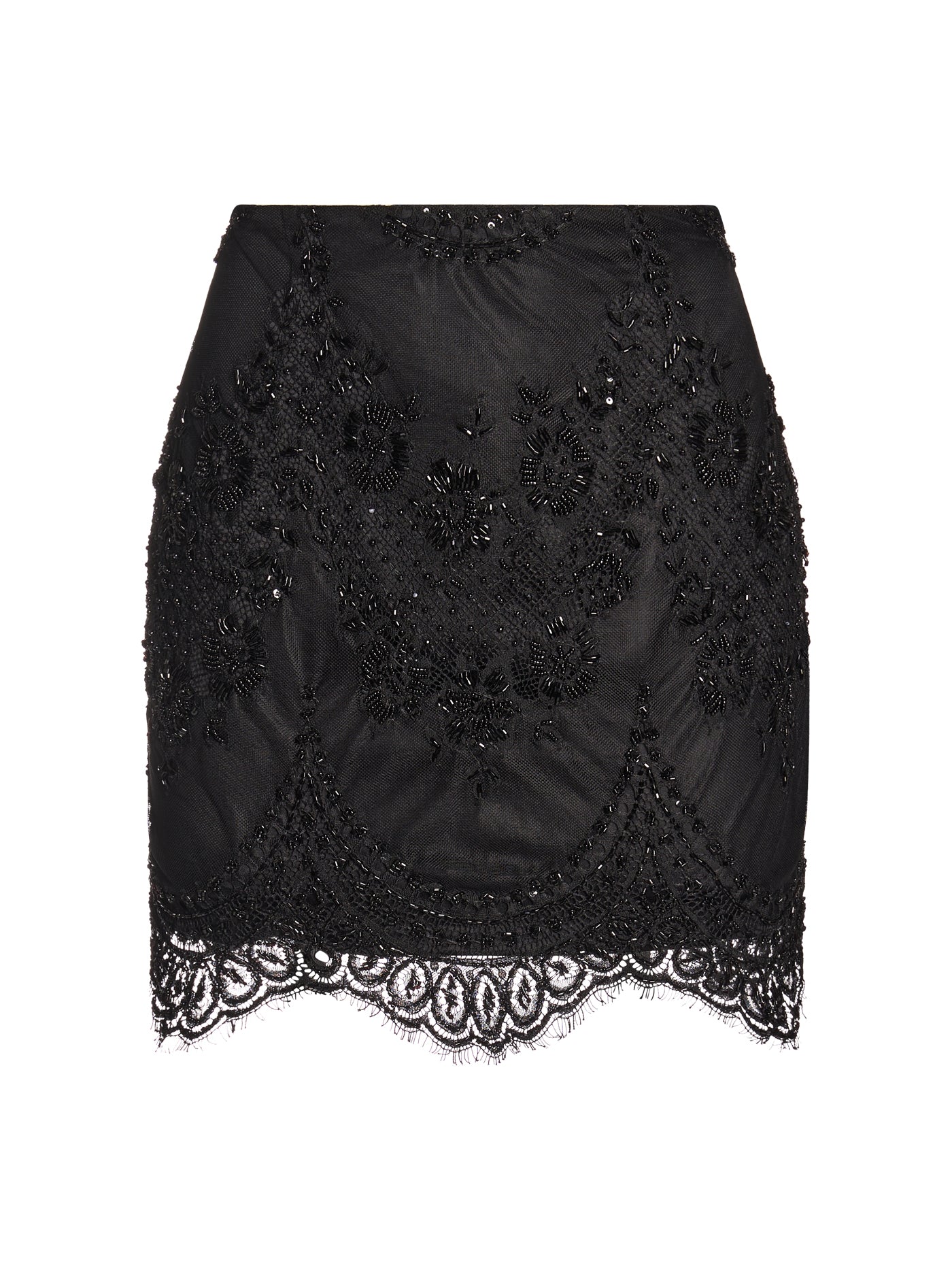 Embellished Lace Short Skirt