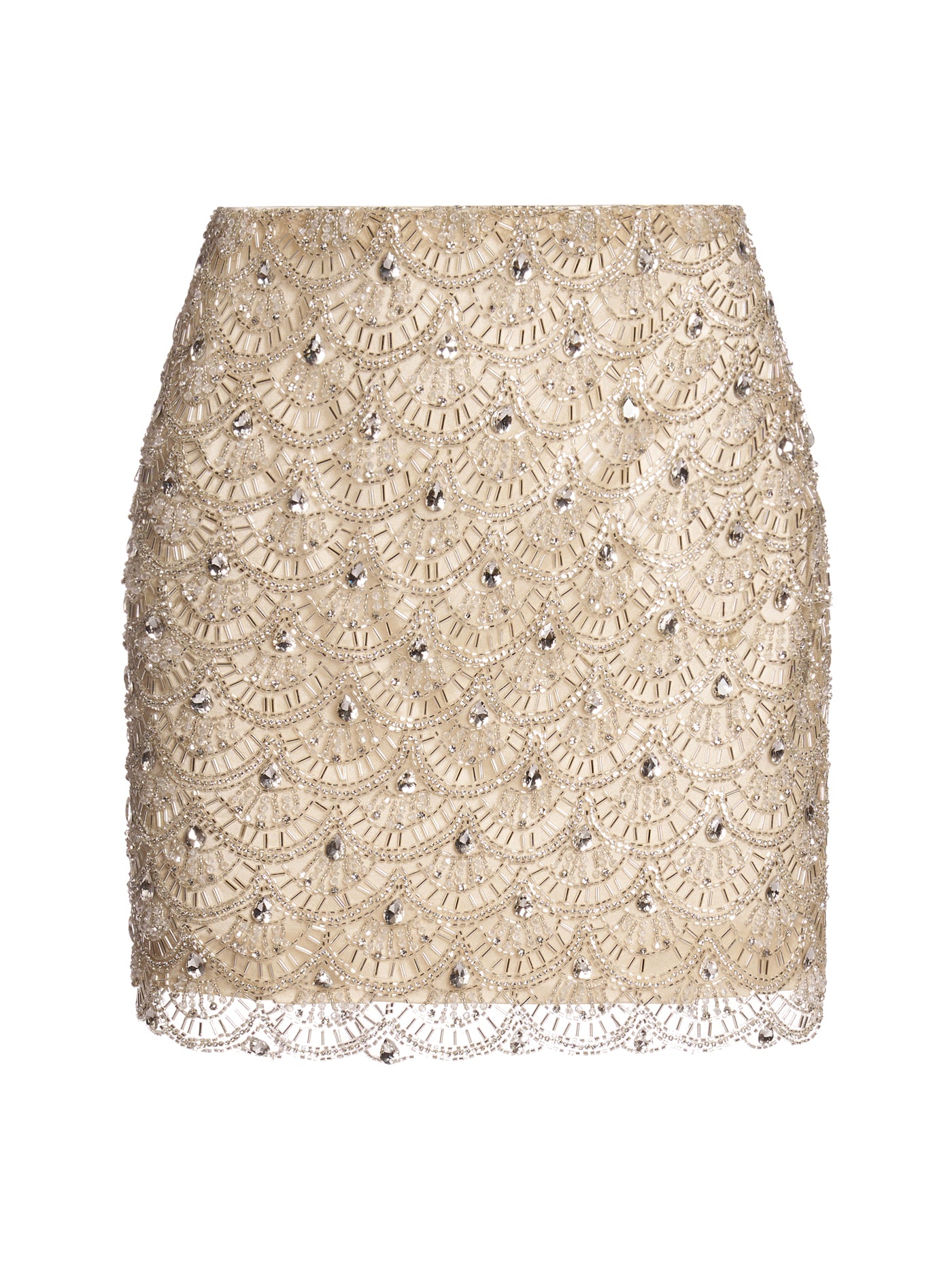 Crystal-Embellished Short Silk Skirt