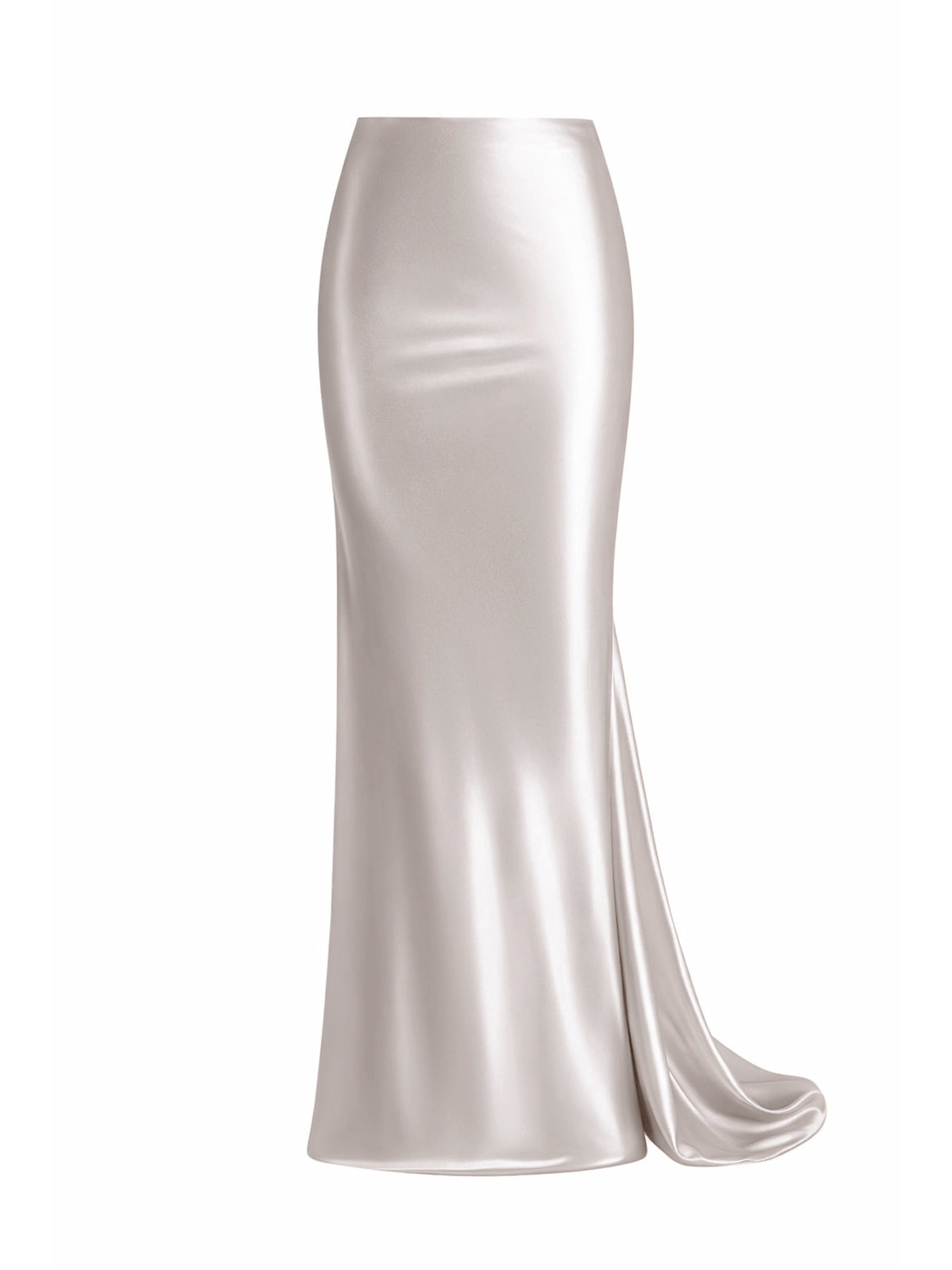 Long Bias-Cut Silk Skirt with Train