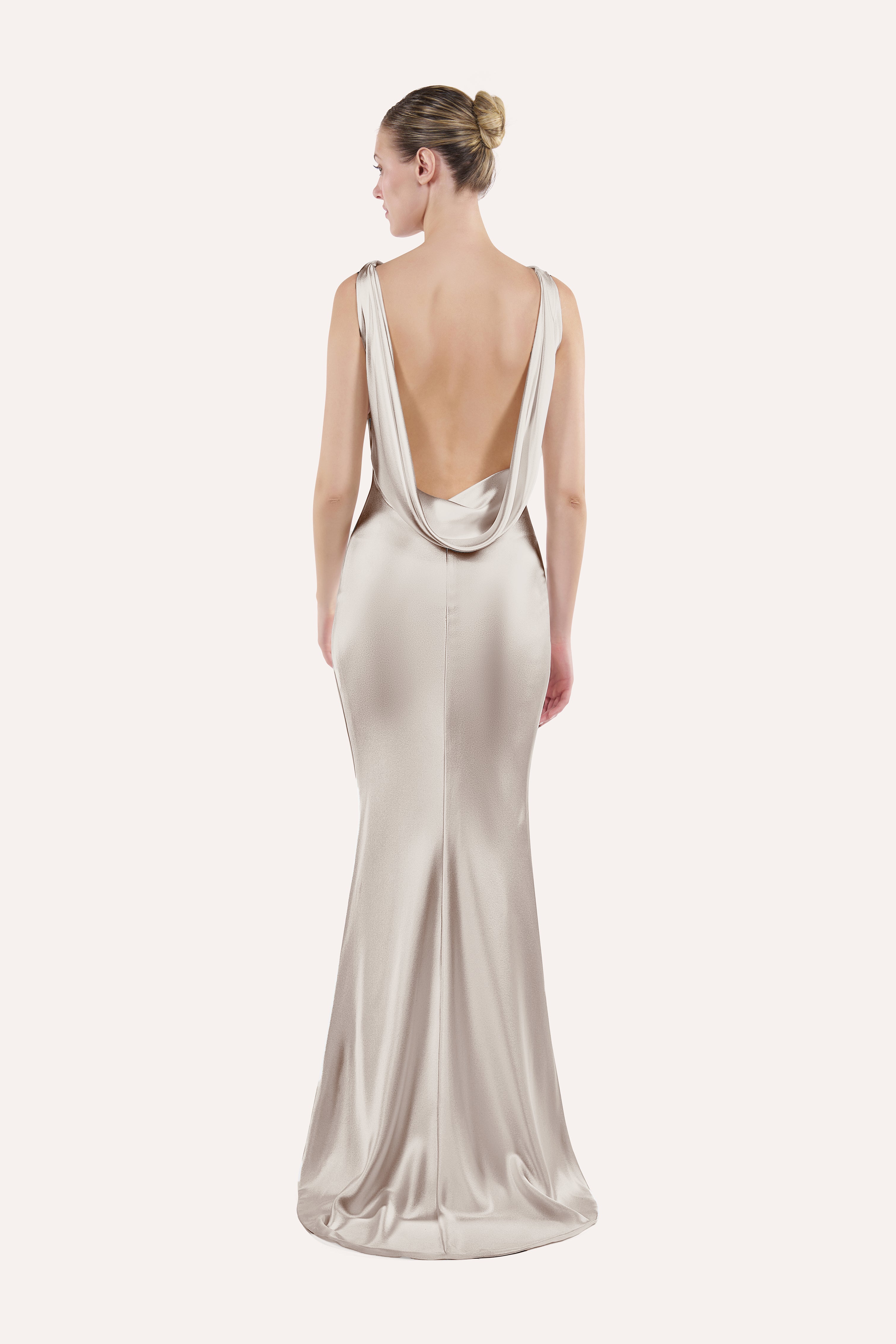 Cowl-back slip dress