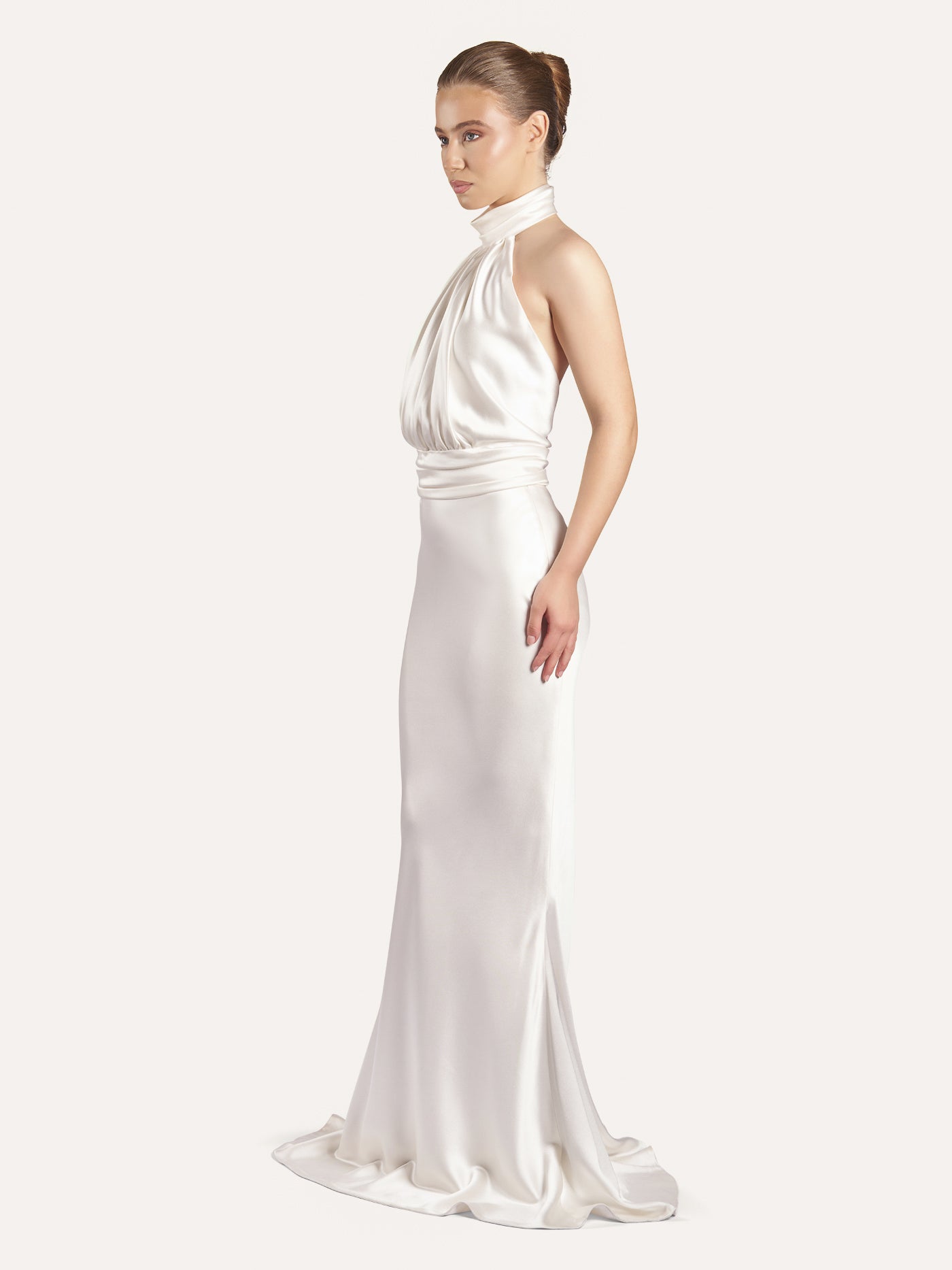 Long Bias-Cut Silk Skirt with Flared Back