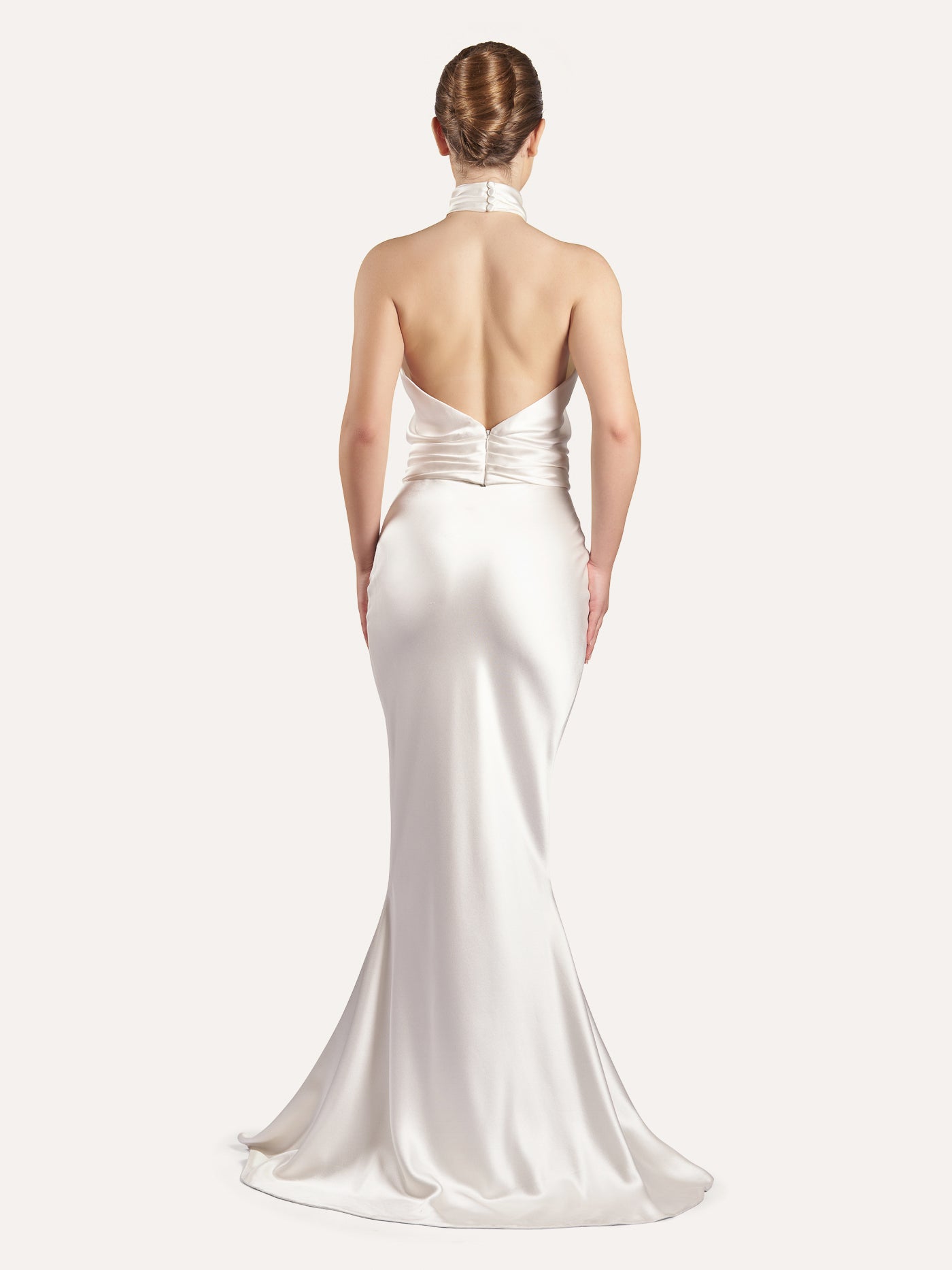 Long Bias-Cut Silk Skirt with Flared Back