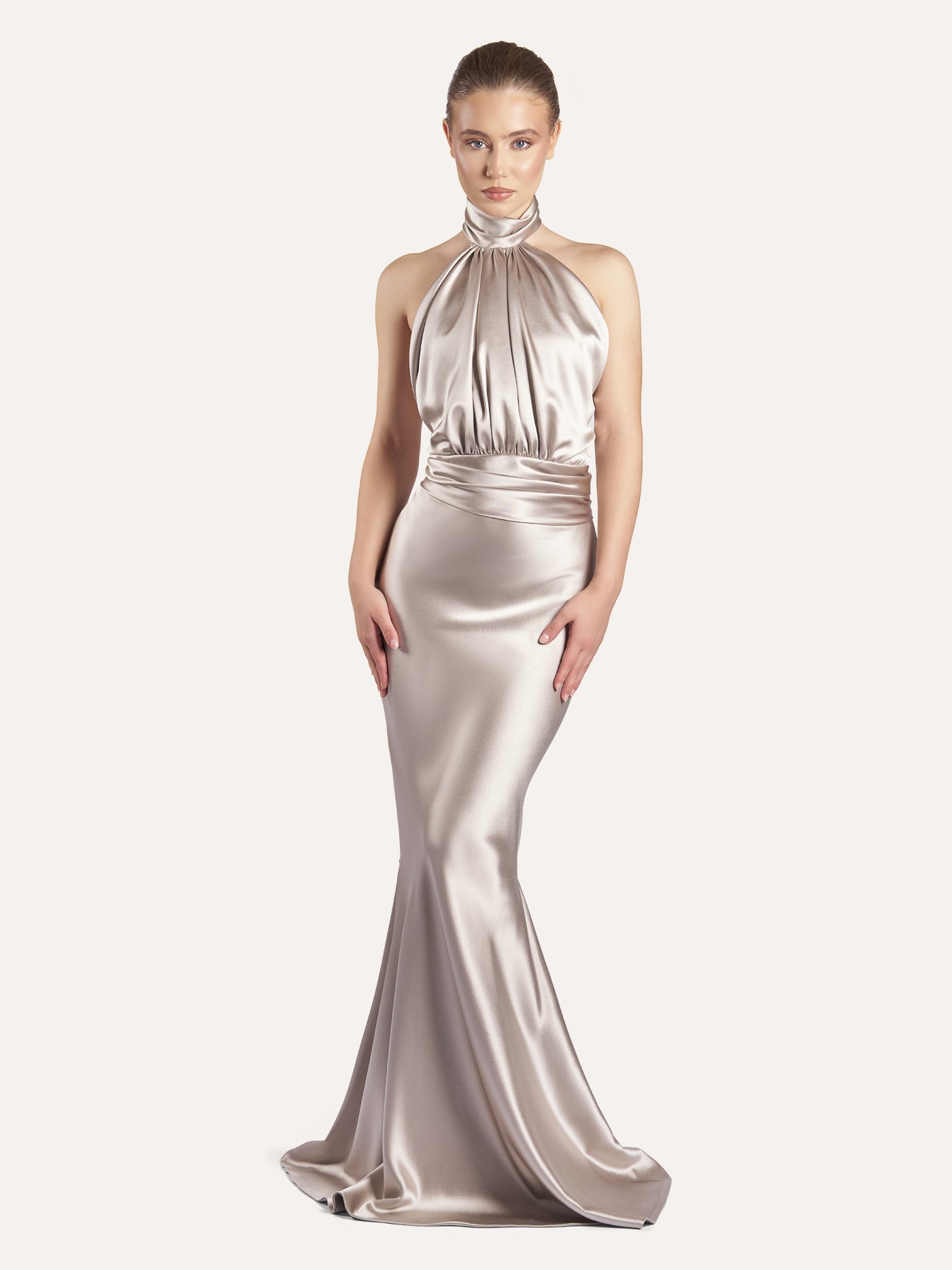 Draped Halter Silk Blouse