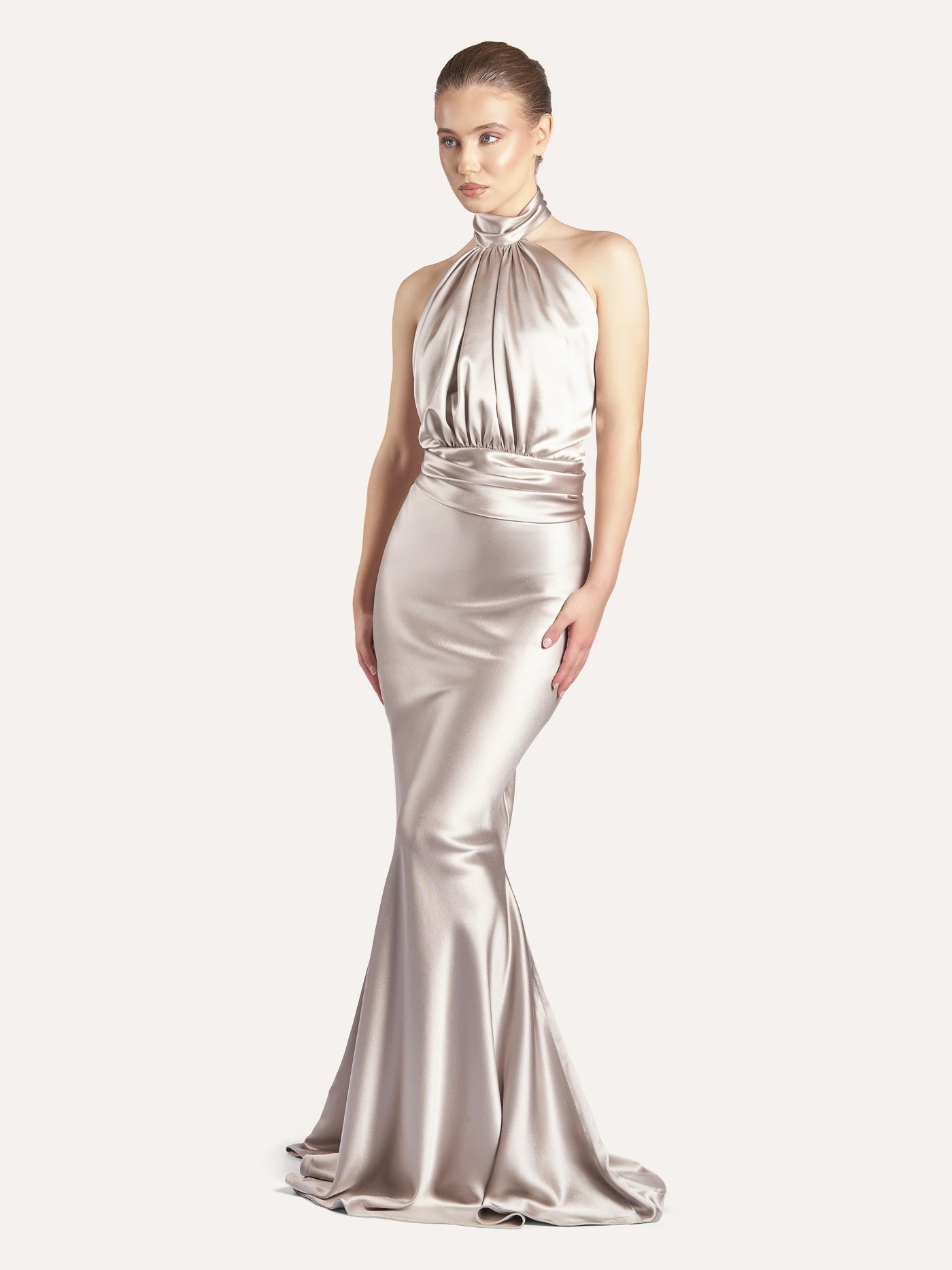 Draped Halter Silk Blouse