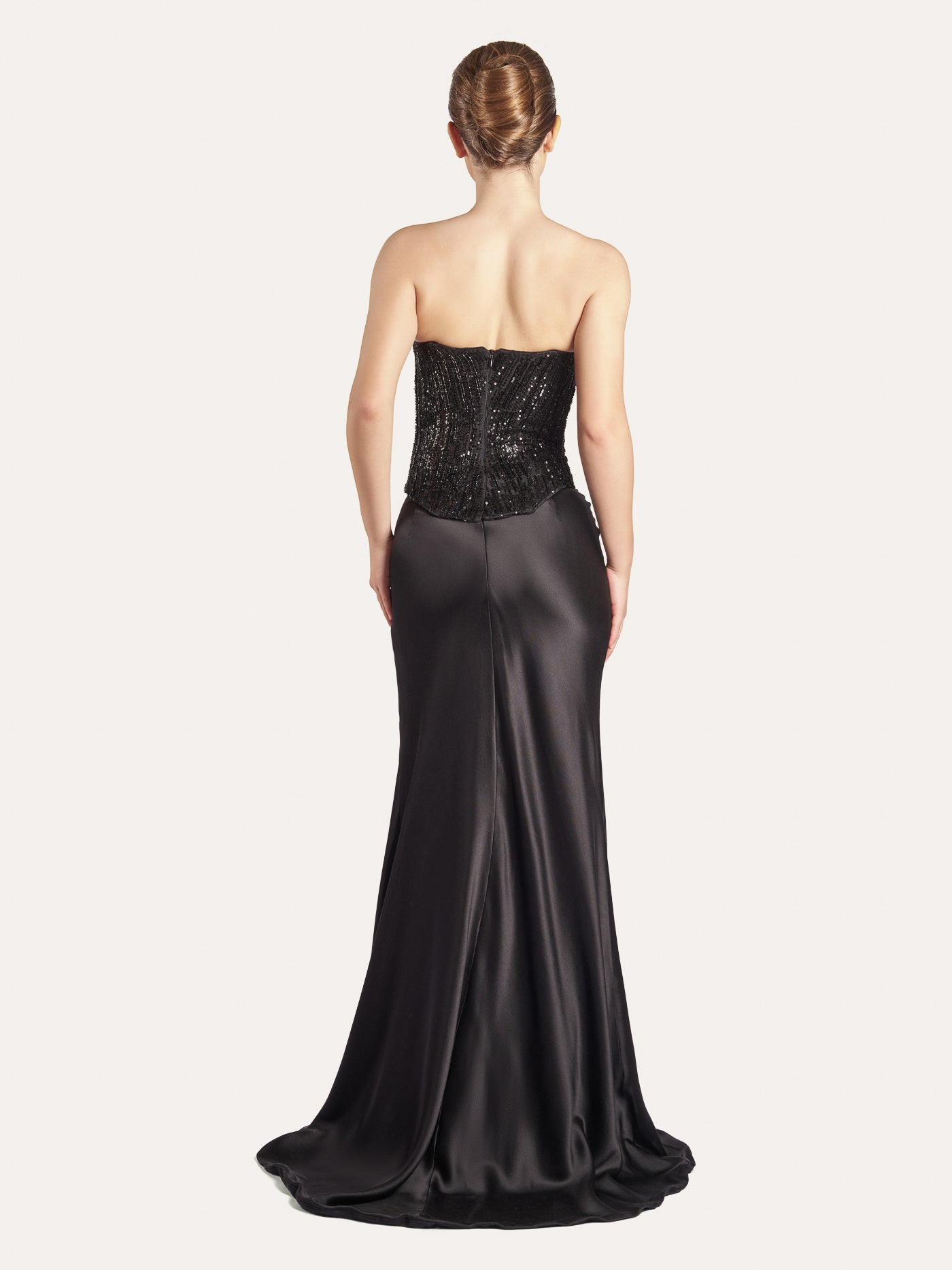 Sequined Boat-Neck Silk Corset