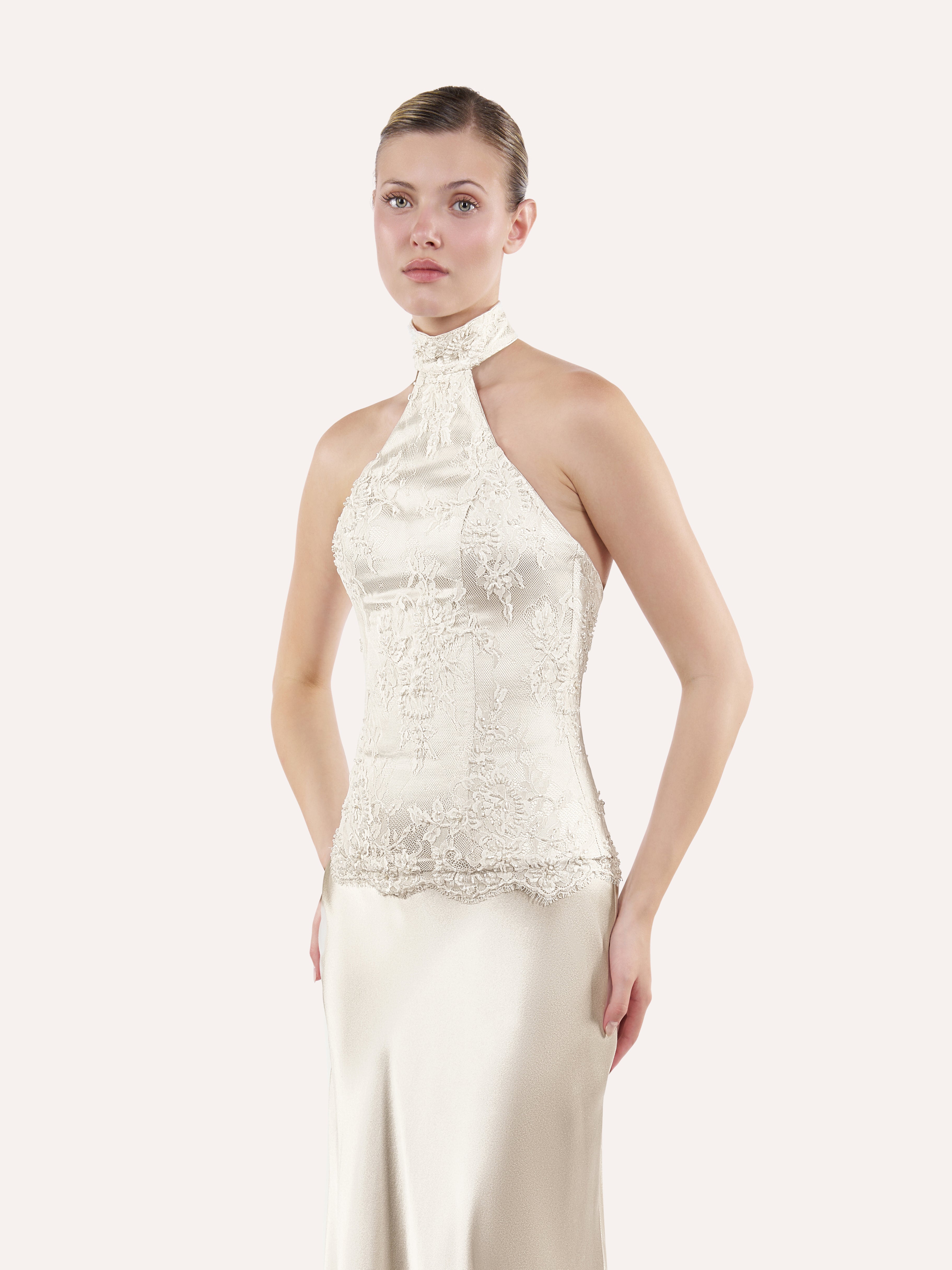 Embellished Lace Halter Corset