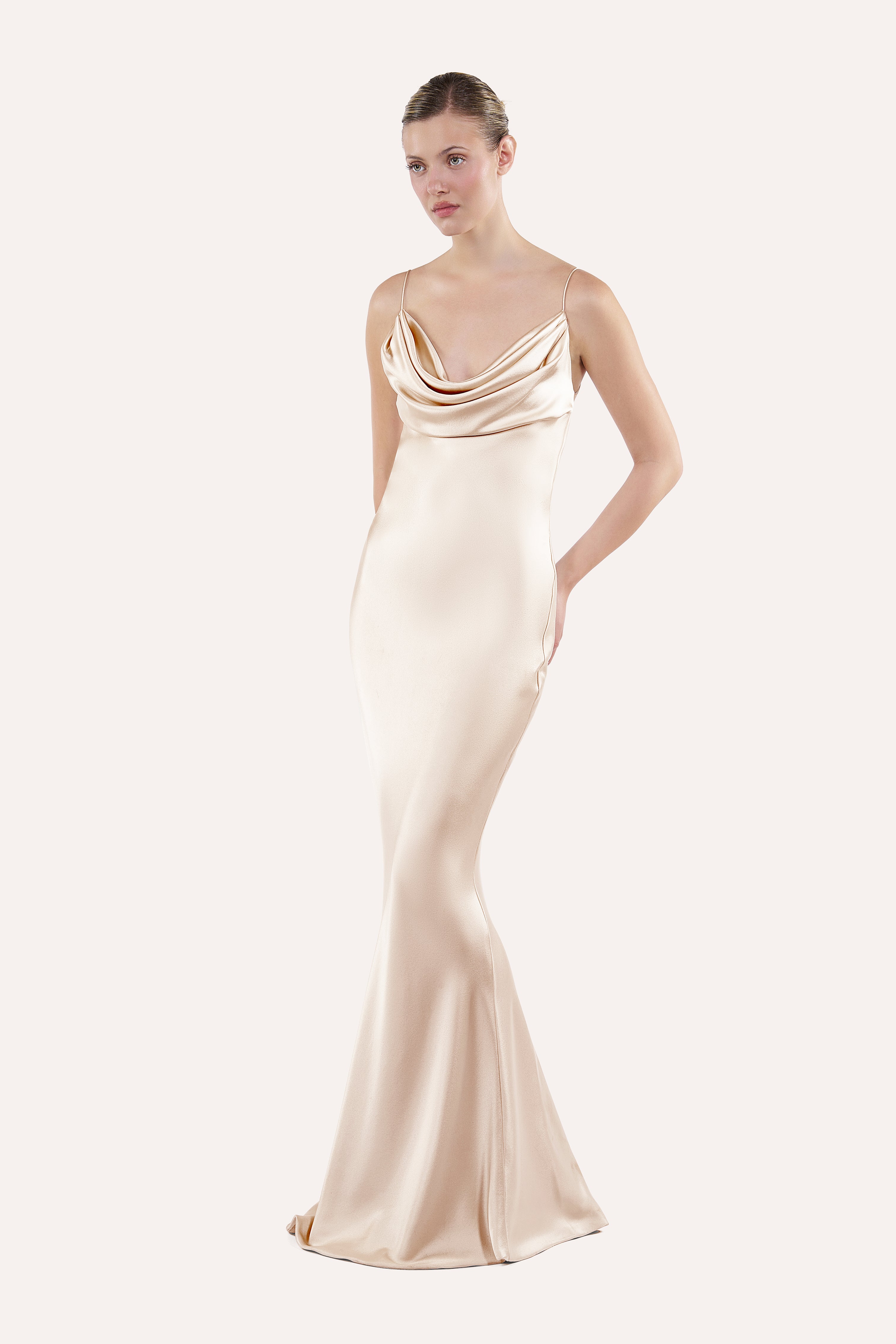 Cowl neck slip dress