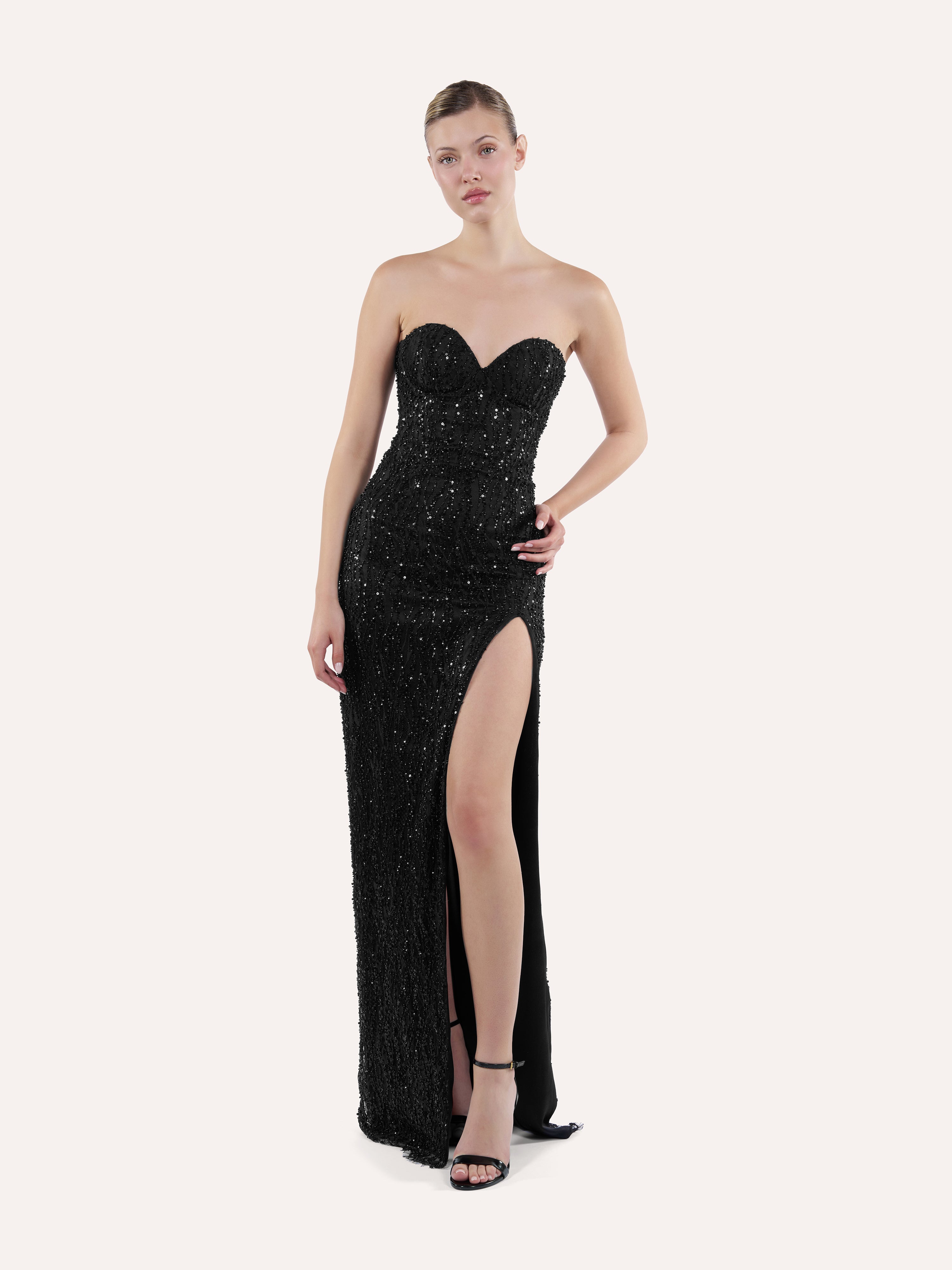 Sweetheart corset dress with slit