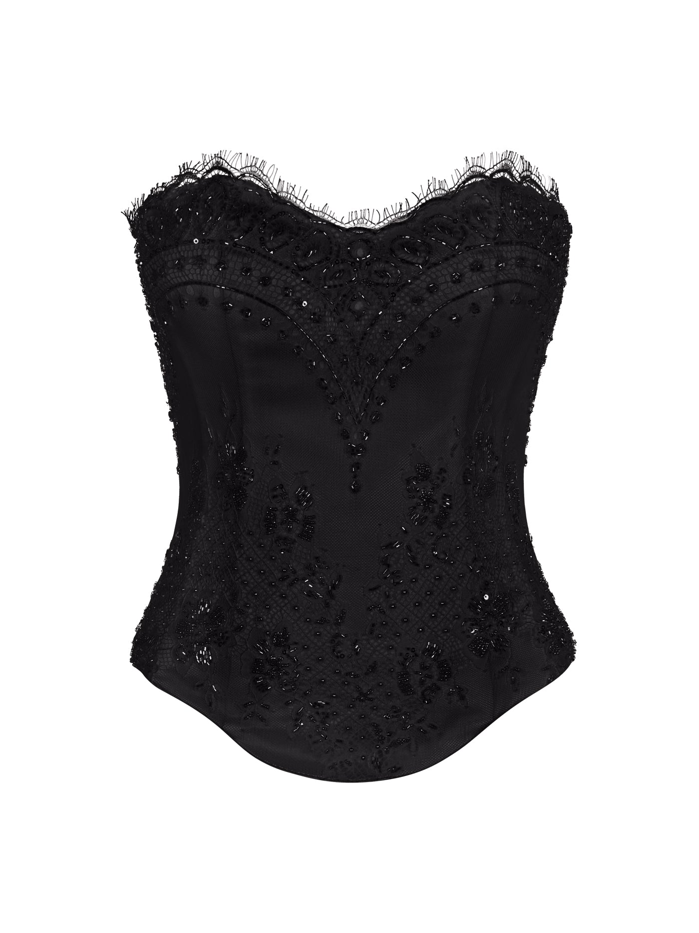 Embroidered Lace Sweetheart Silk Corset
