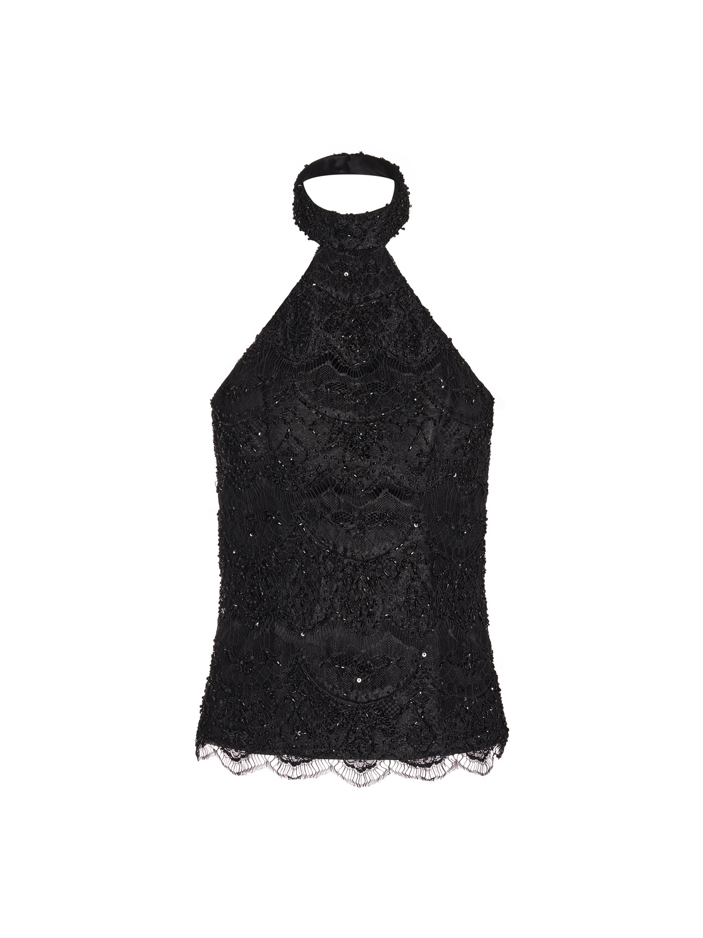 Embellished Lace Halter Silk Corset