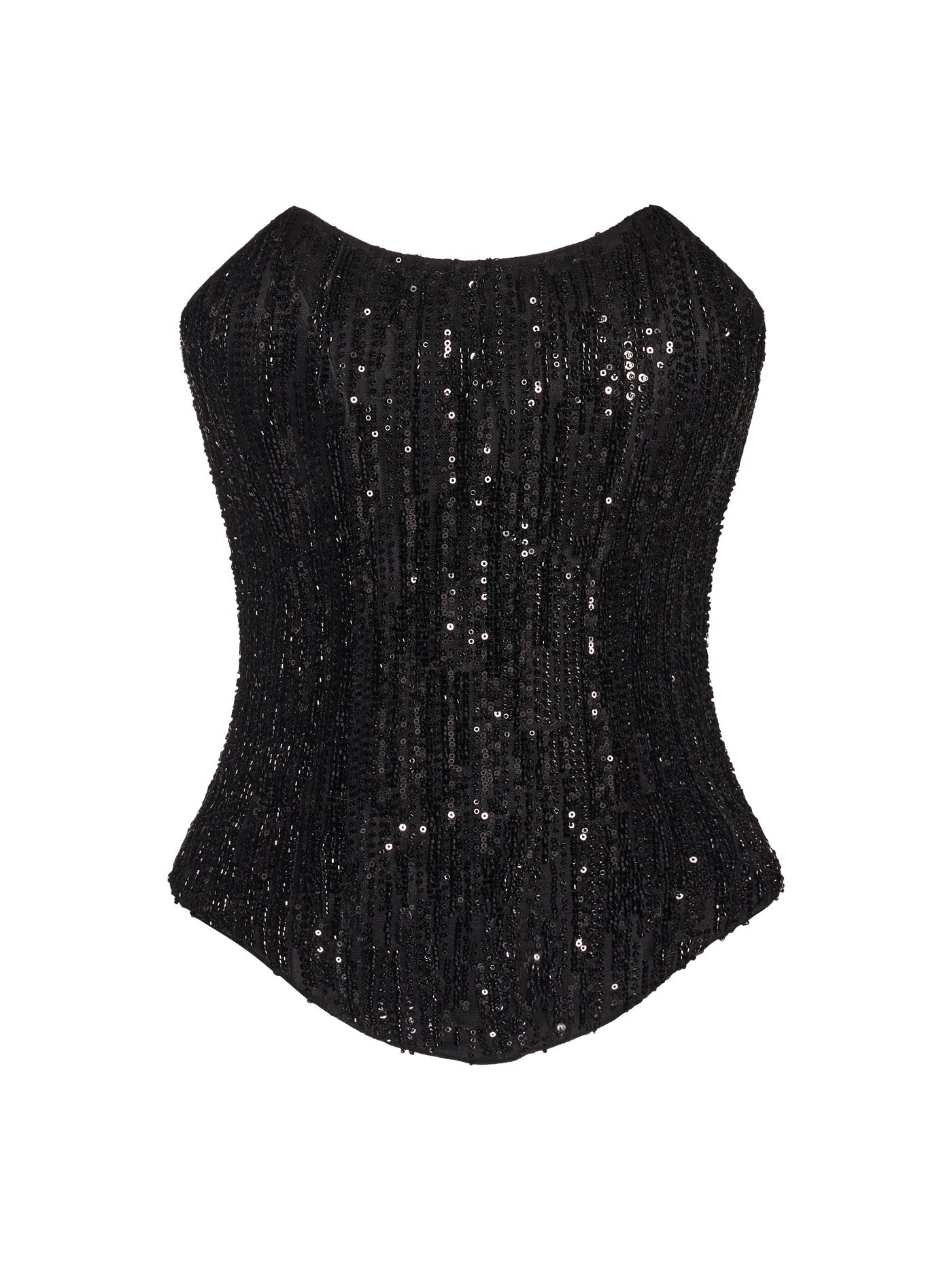 Sequined Boat-Neck Silk Corset
