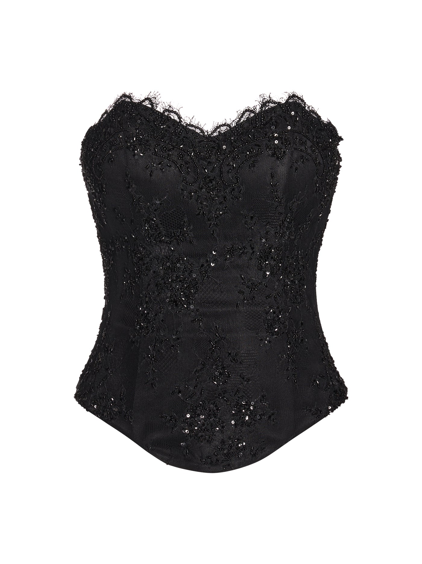 Embellished Lace Sweetheart Silk Corset