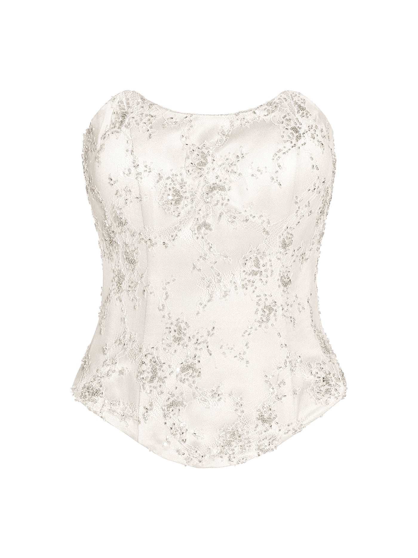 Embellished Boat Silk Corset