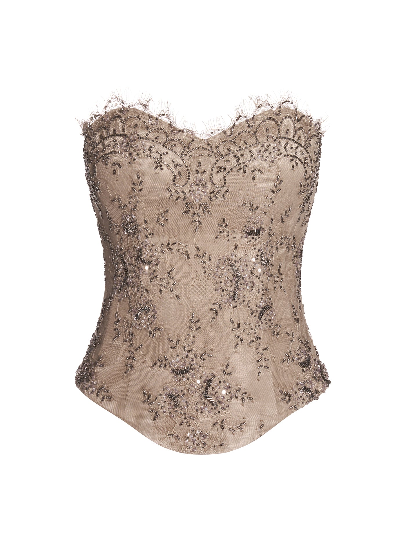 Embellished Lace Silk Corset