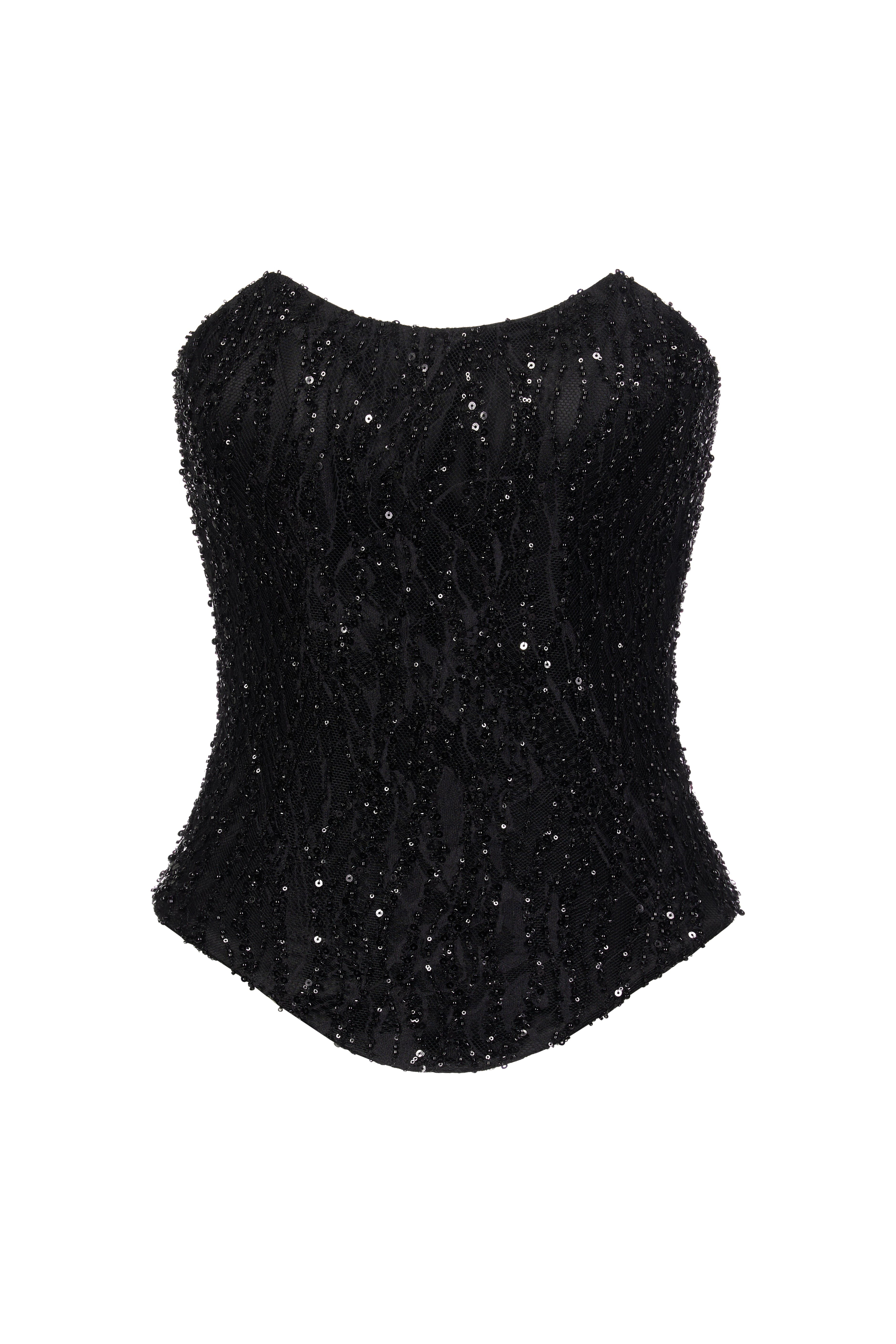 Embellished Boat-Neck Corset
