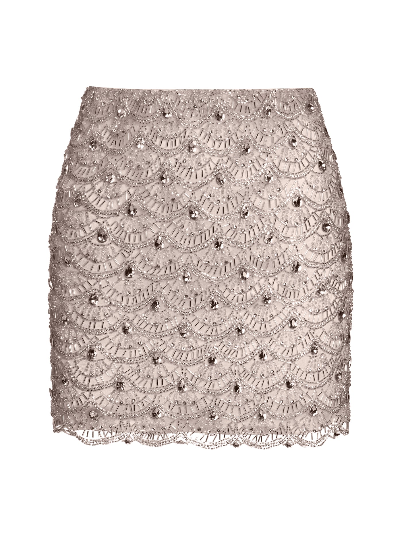 Crystal-Embellished Short Silk Skirt