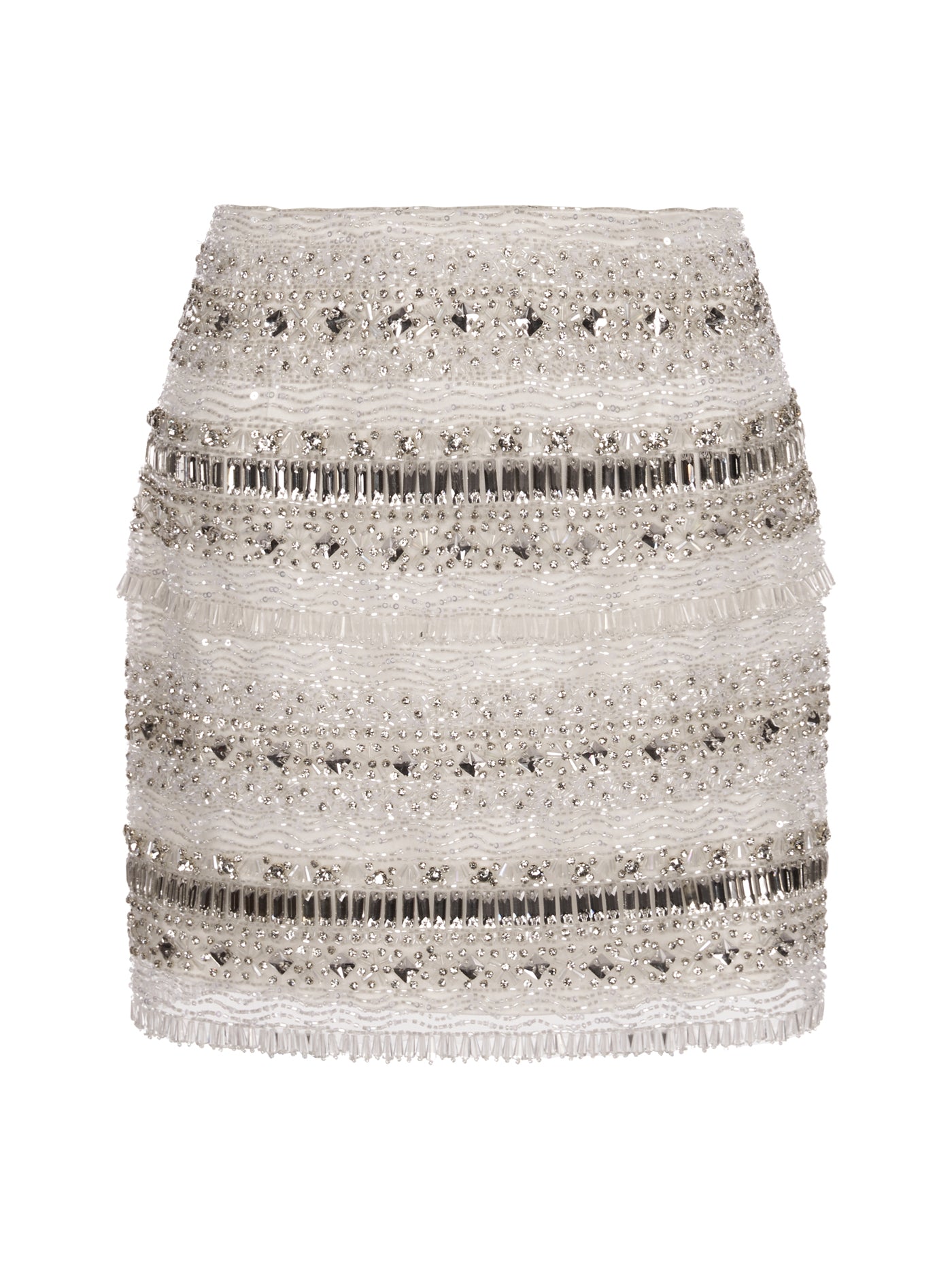 Crystal-Embellished Short Silk Skirt