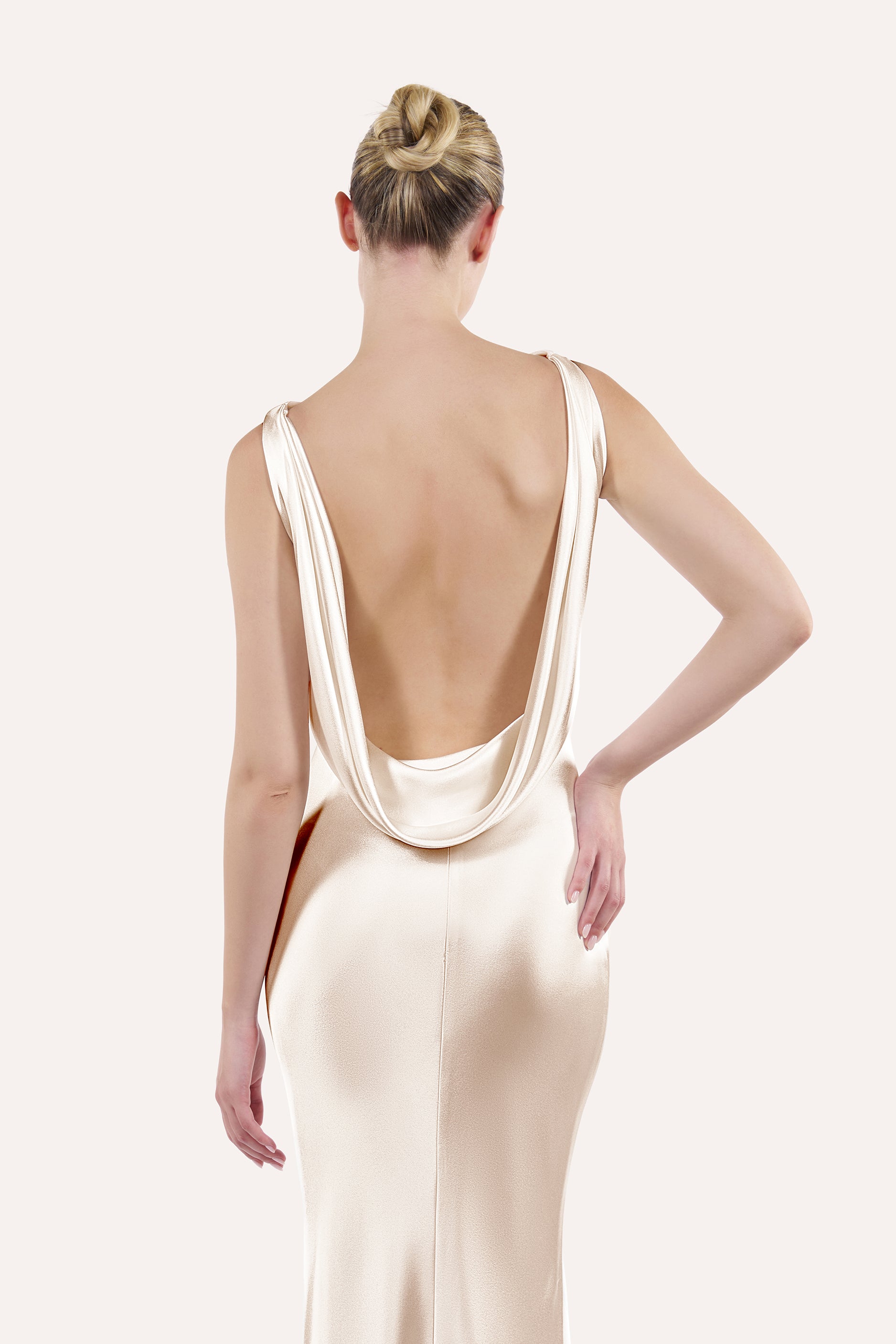 Cowl-back slip dress
