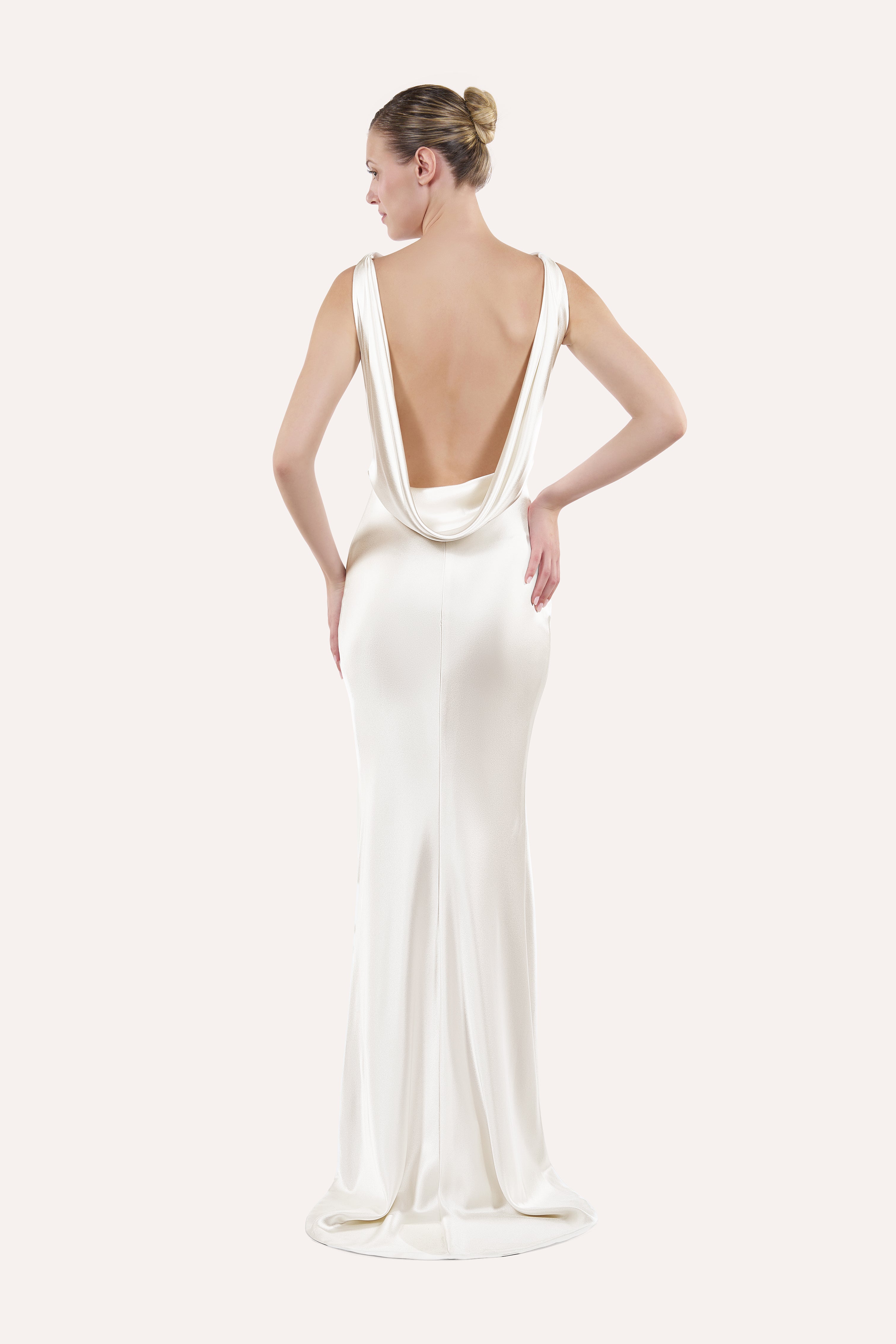 Cowl-back slip dress