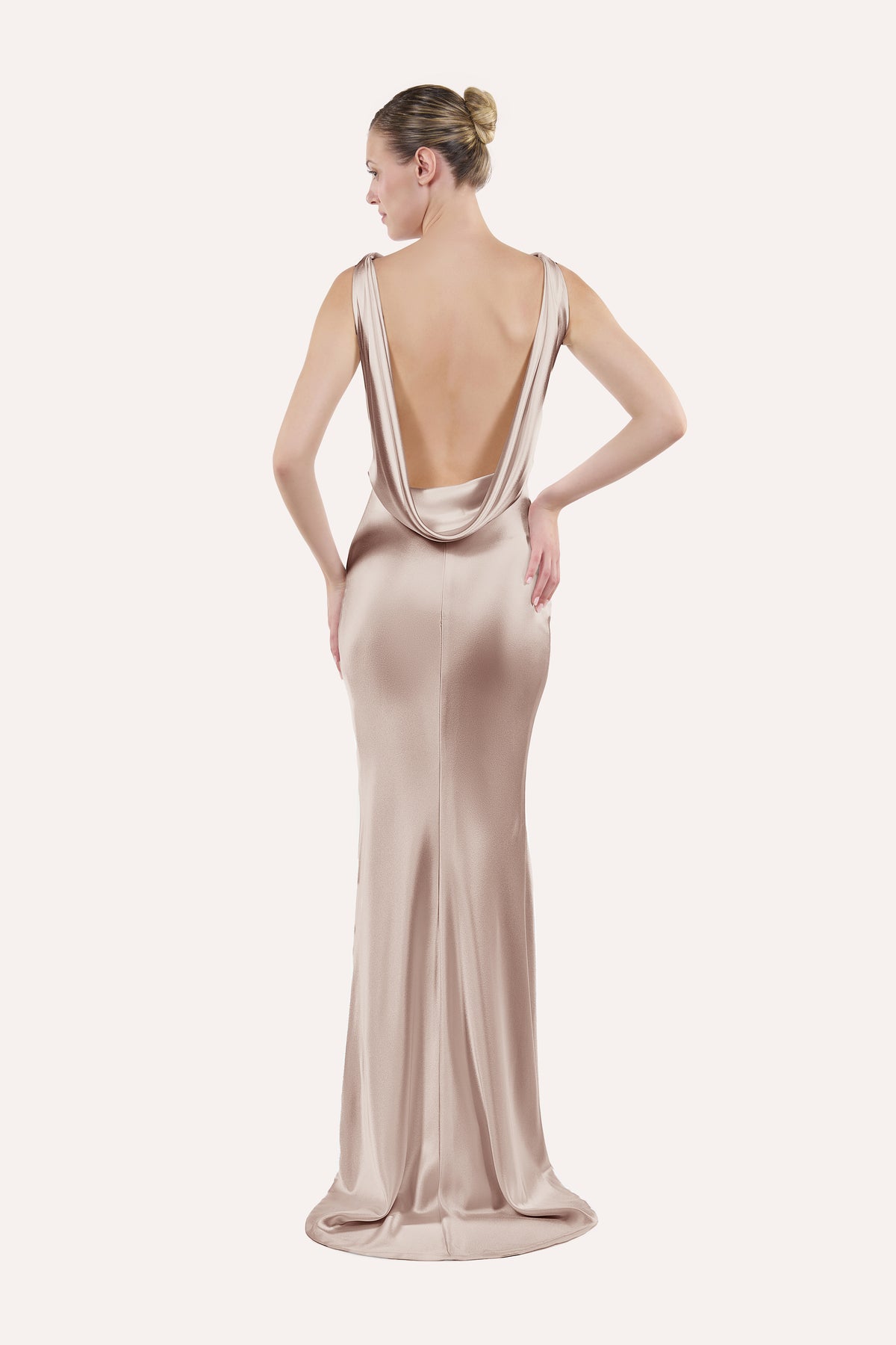 Cowl-back slip dress
