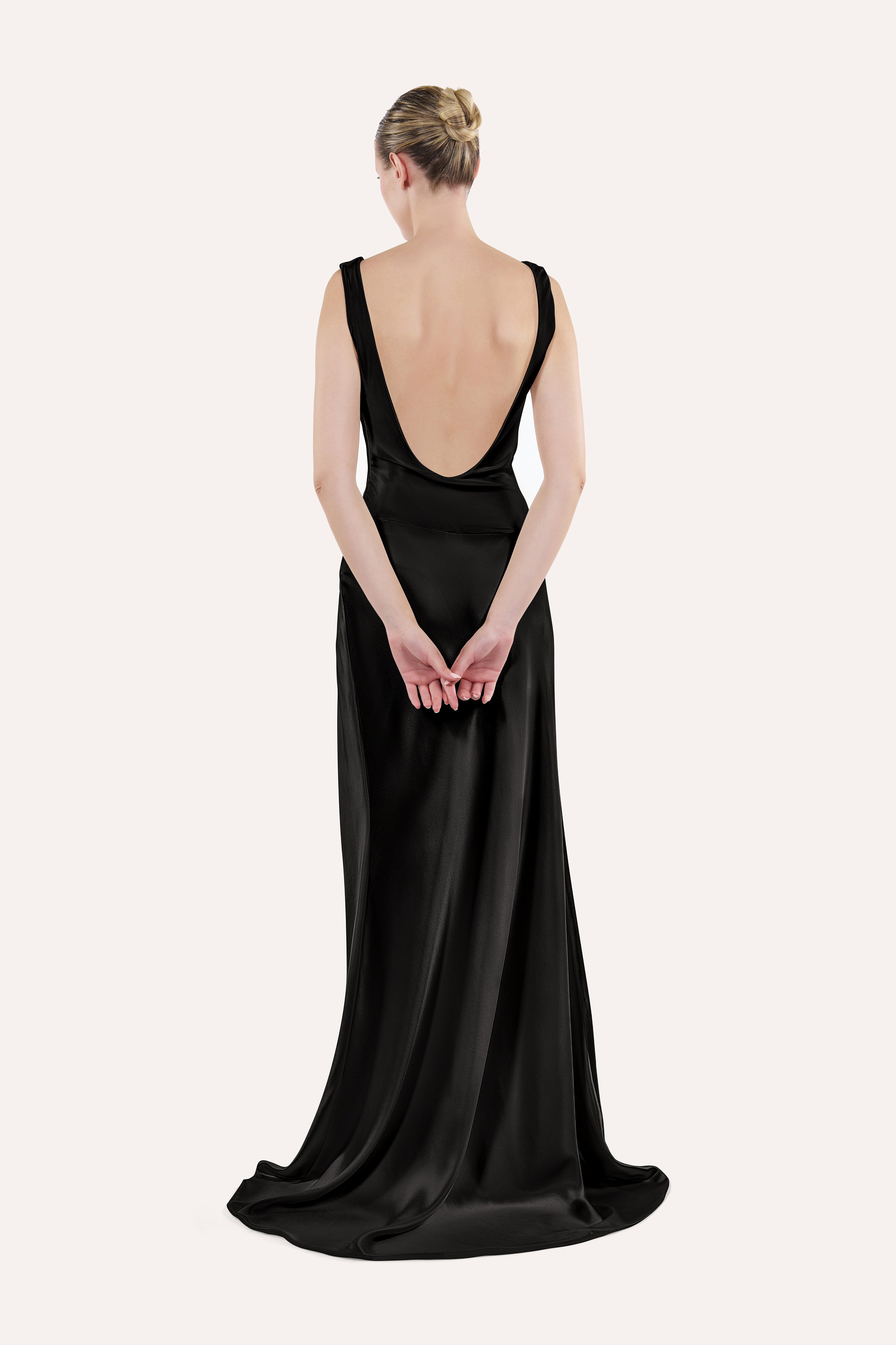 Draped cowl-neck dress