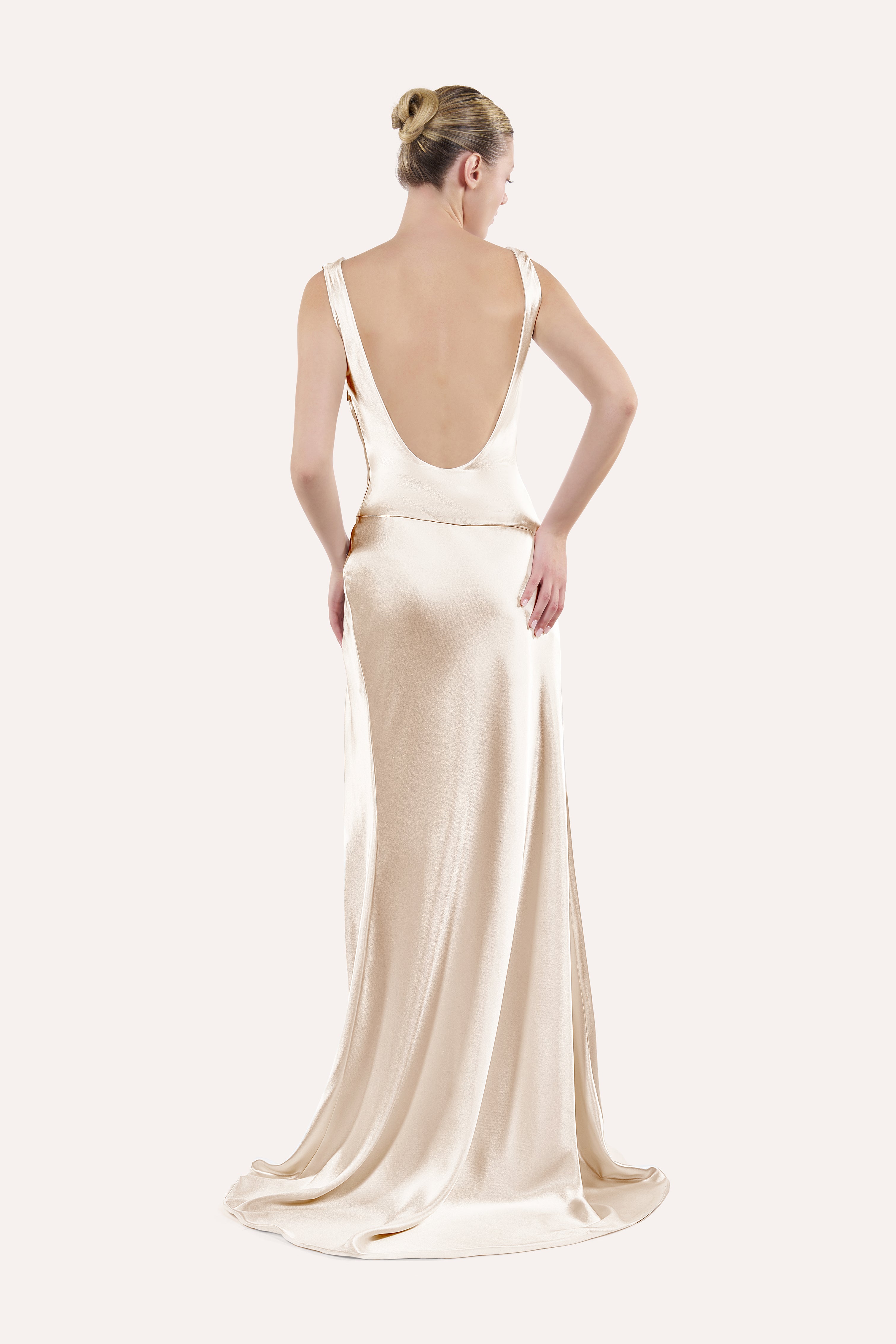 Draped cowl-neck dress