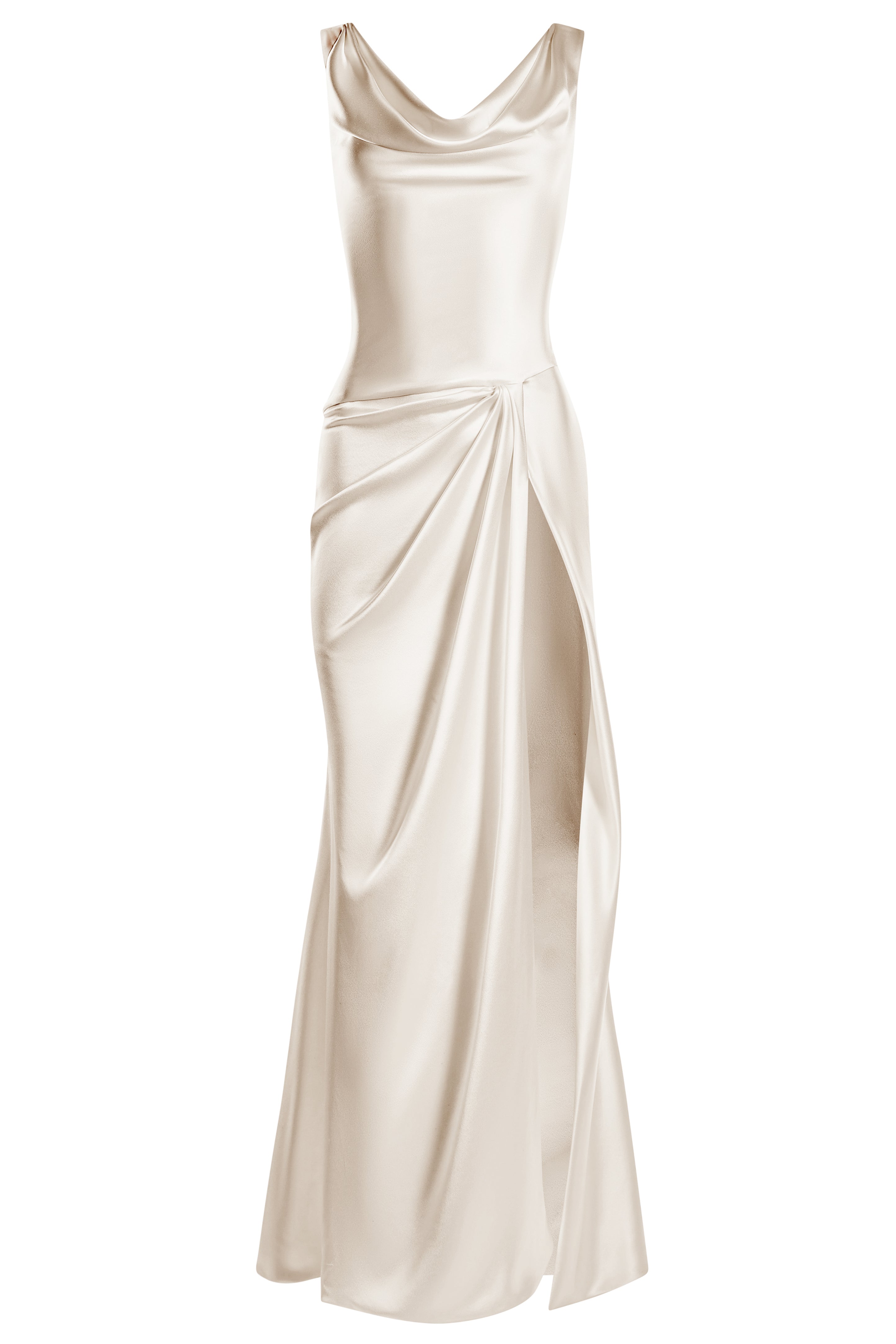 Draped cowl-neck dress