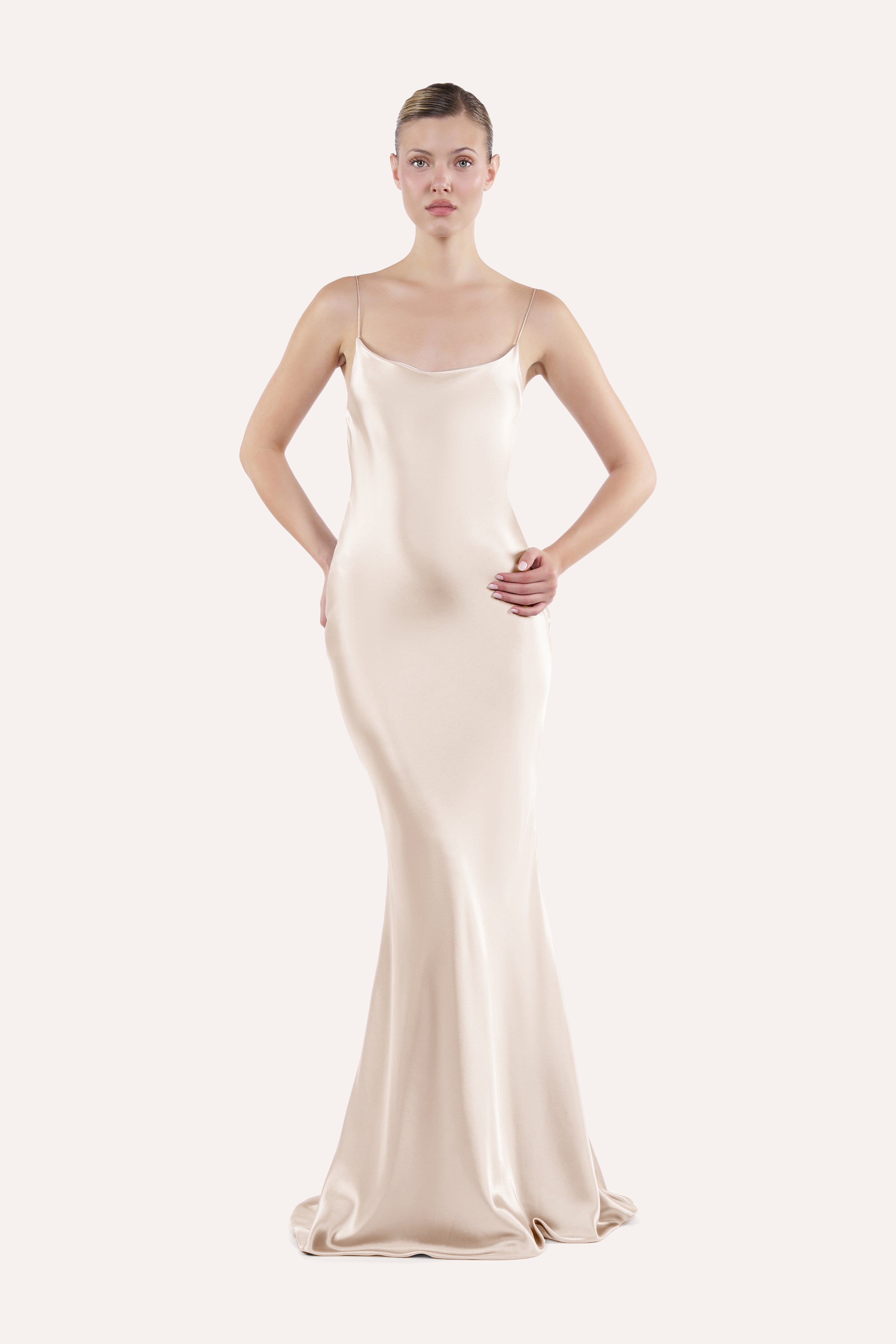 Boat-neck slip dress