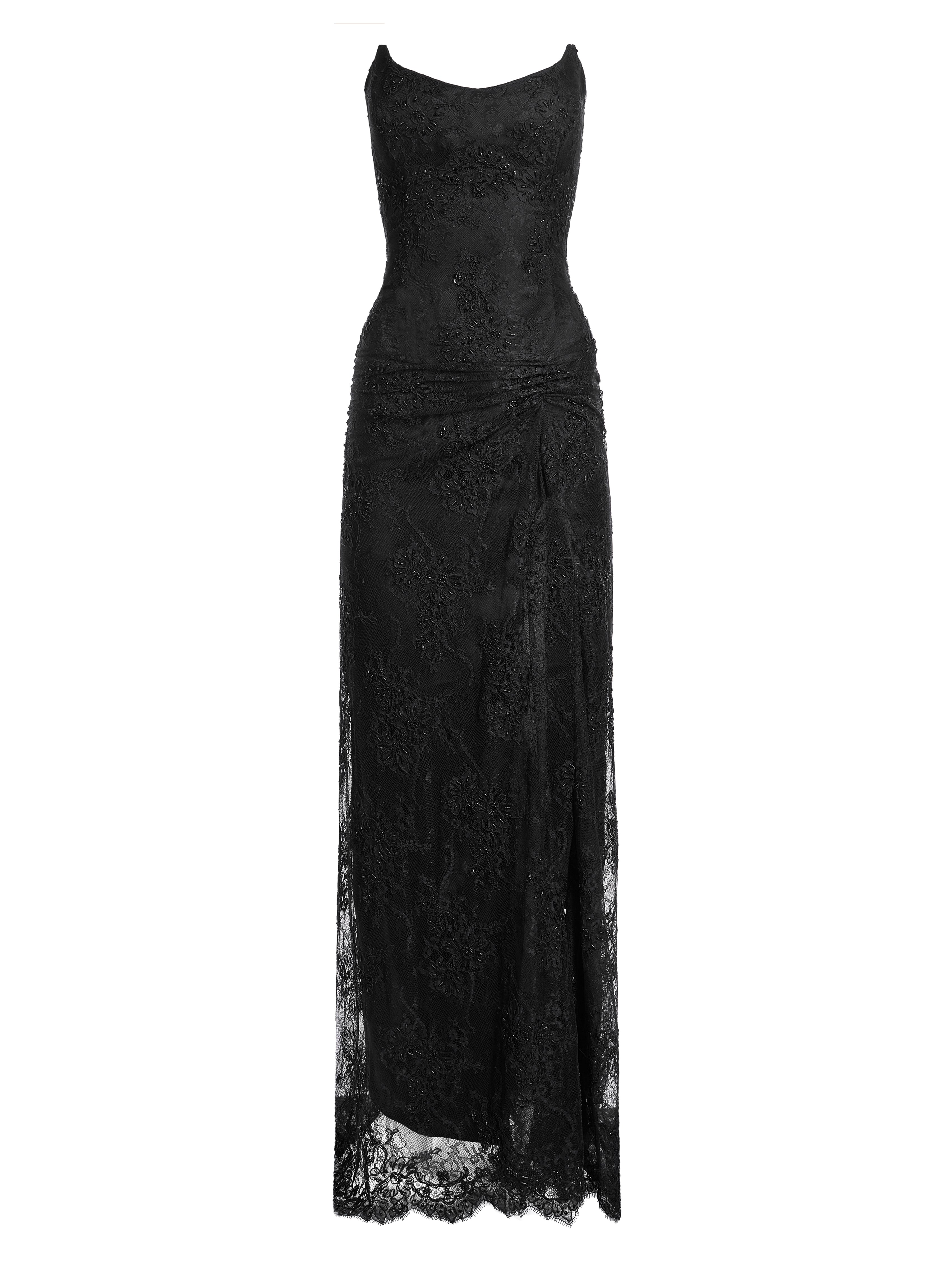 Boat-neck lace dress