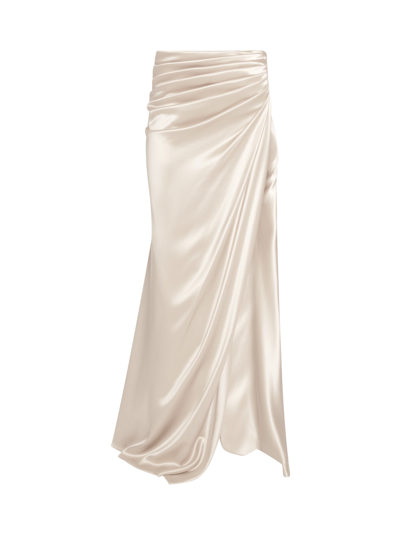 Draped Silk Long Skirt with Side Slit