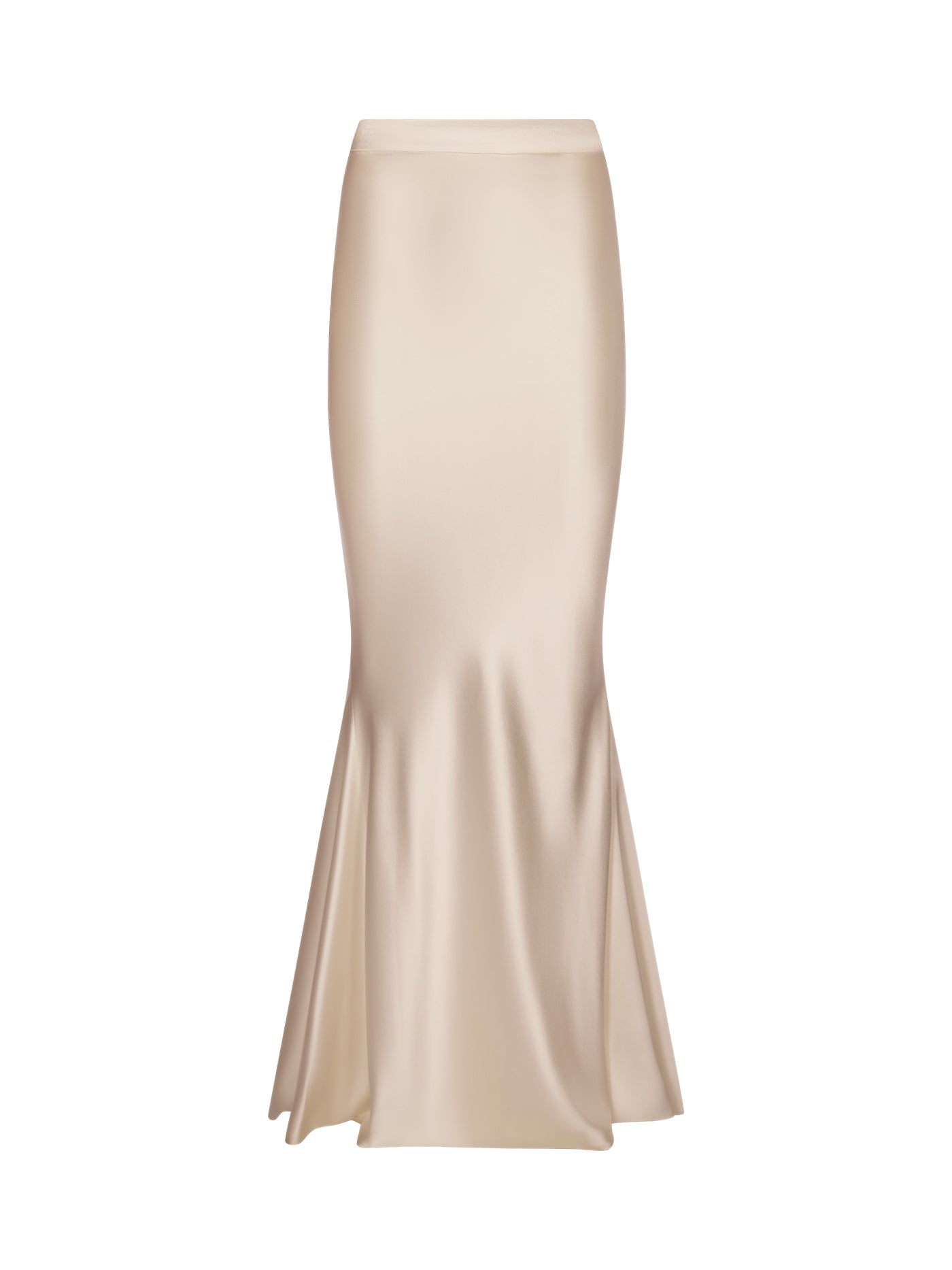 Long Bias-Cut Silk Skirt with Flared Back