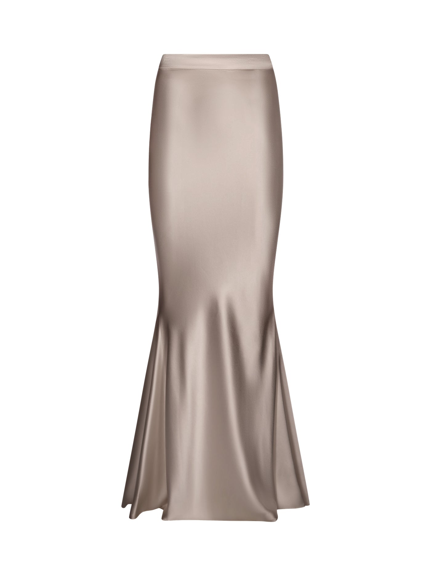 Long Bias-Cut Silk Skirt with Flared Back