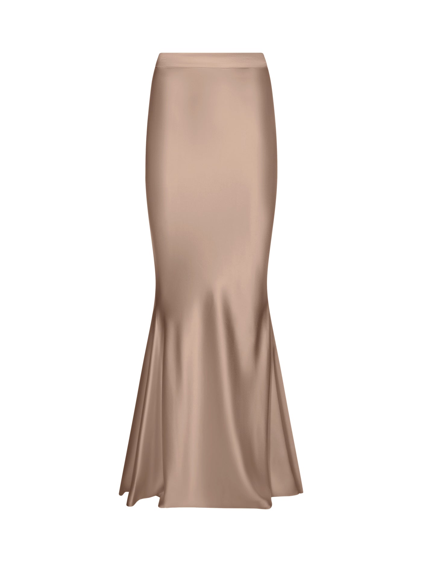 Long Bias-Cut Silk Skirt with Flared Back