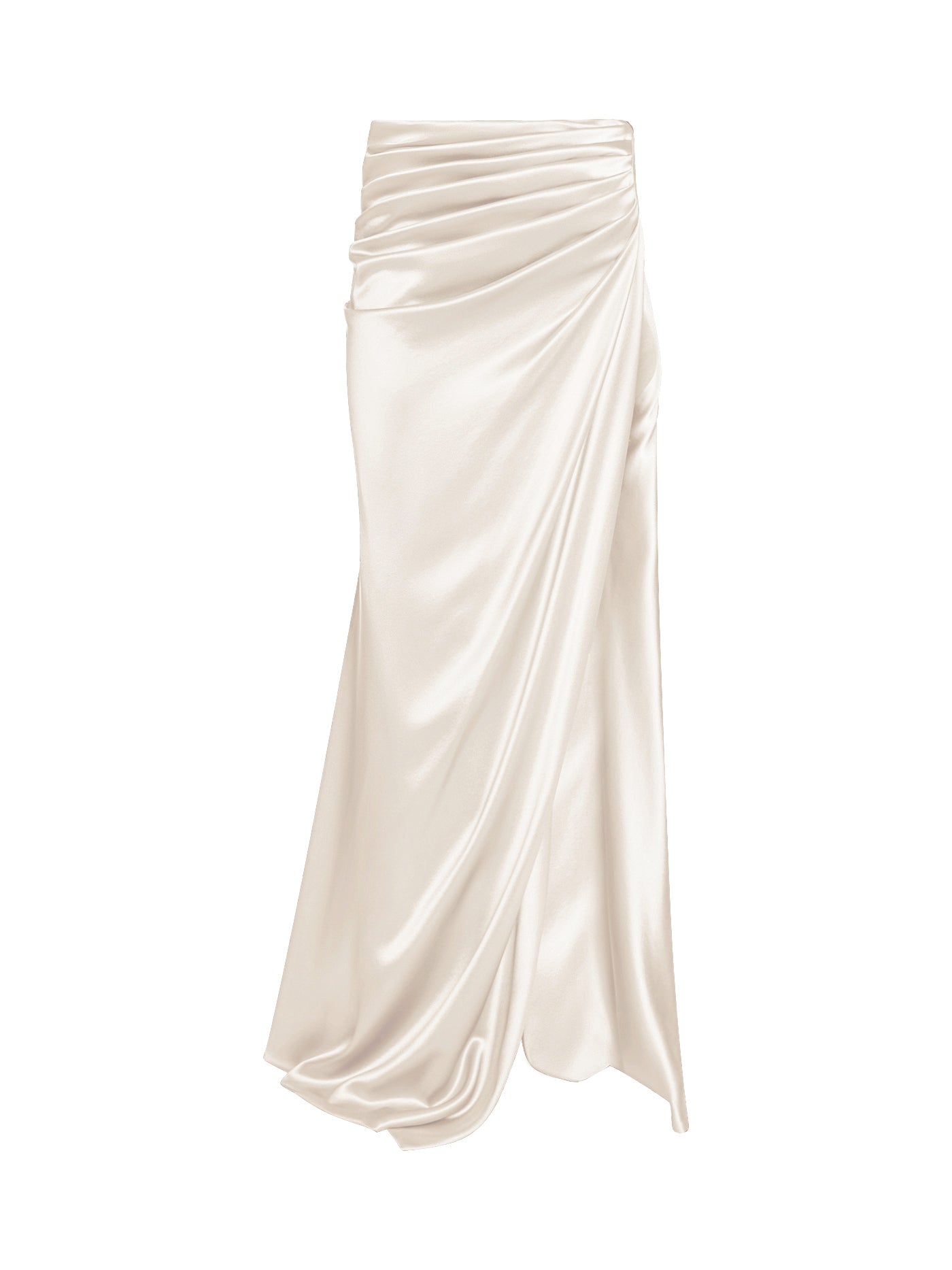 Draped Silk Long Skirt with Slit
