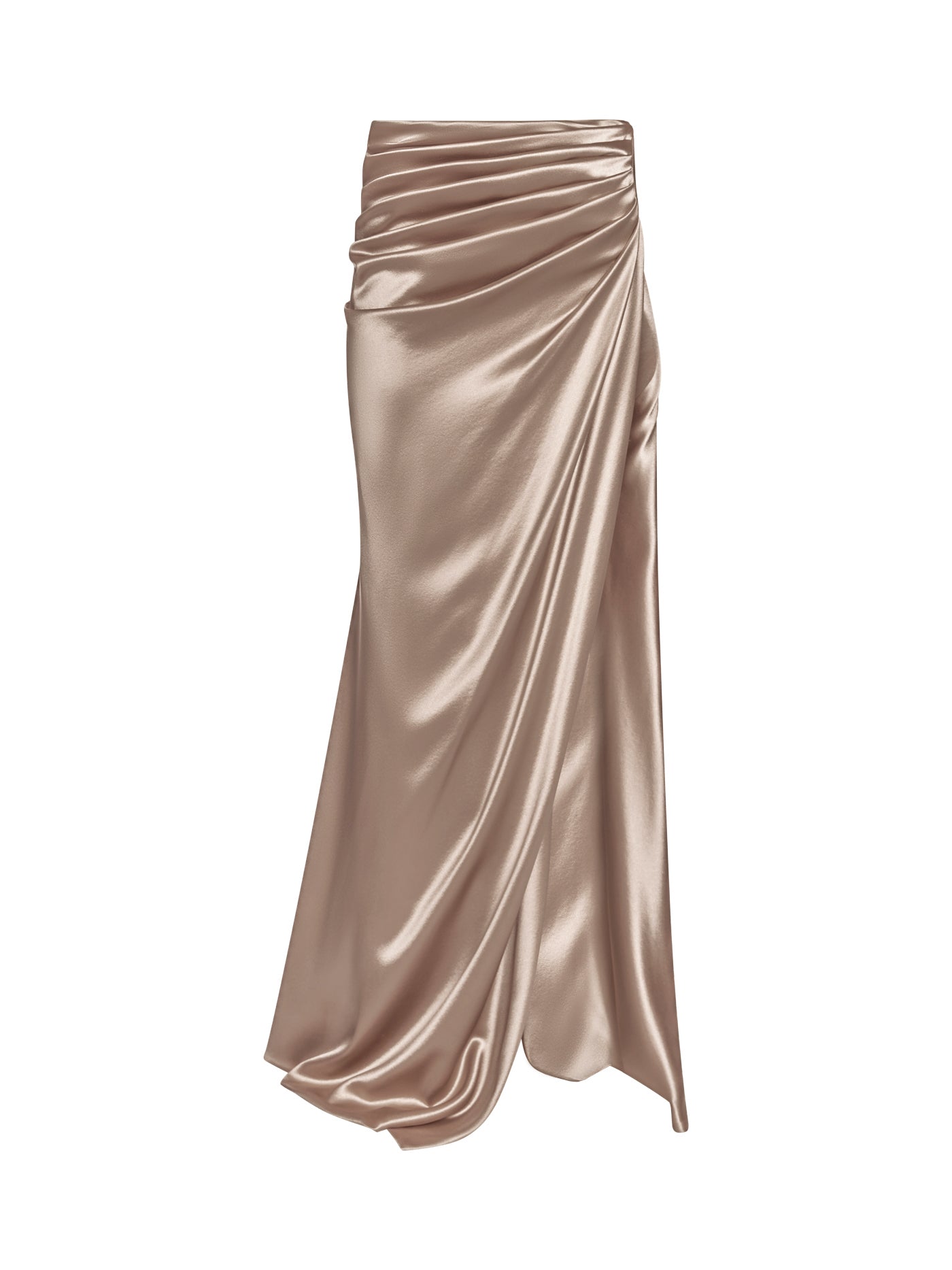 Draped Silk Long Skirt with Slit