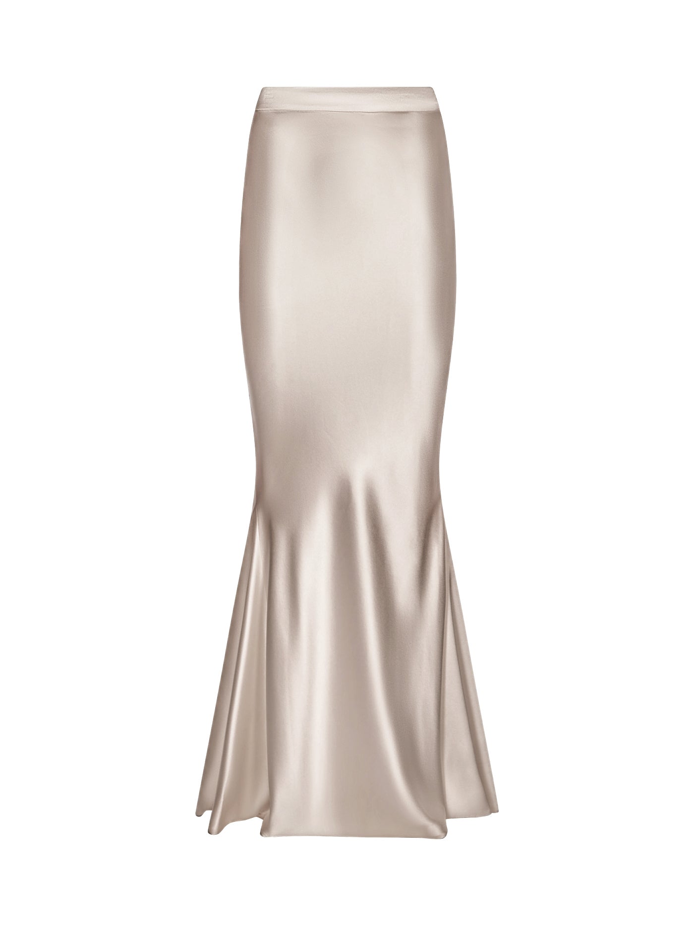 Bias-Cut Flared Long Silk Skirt