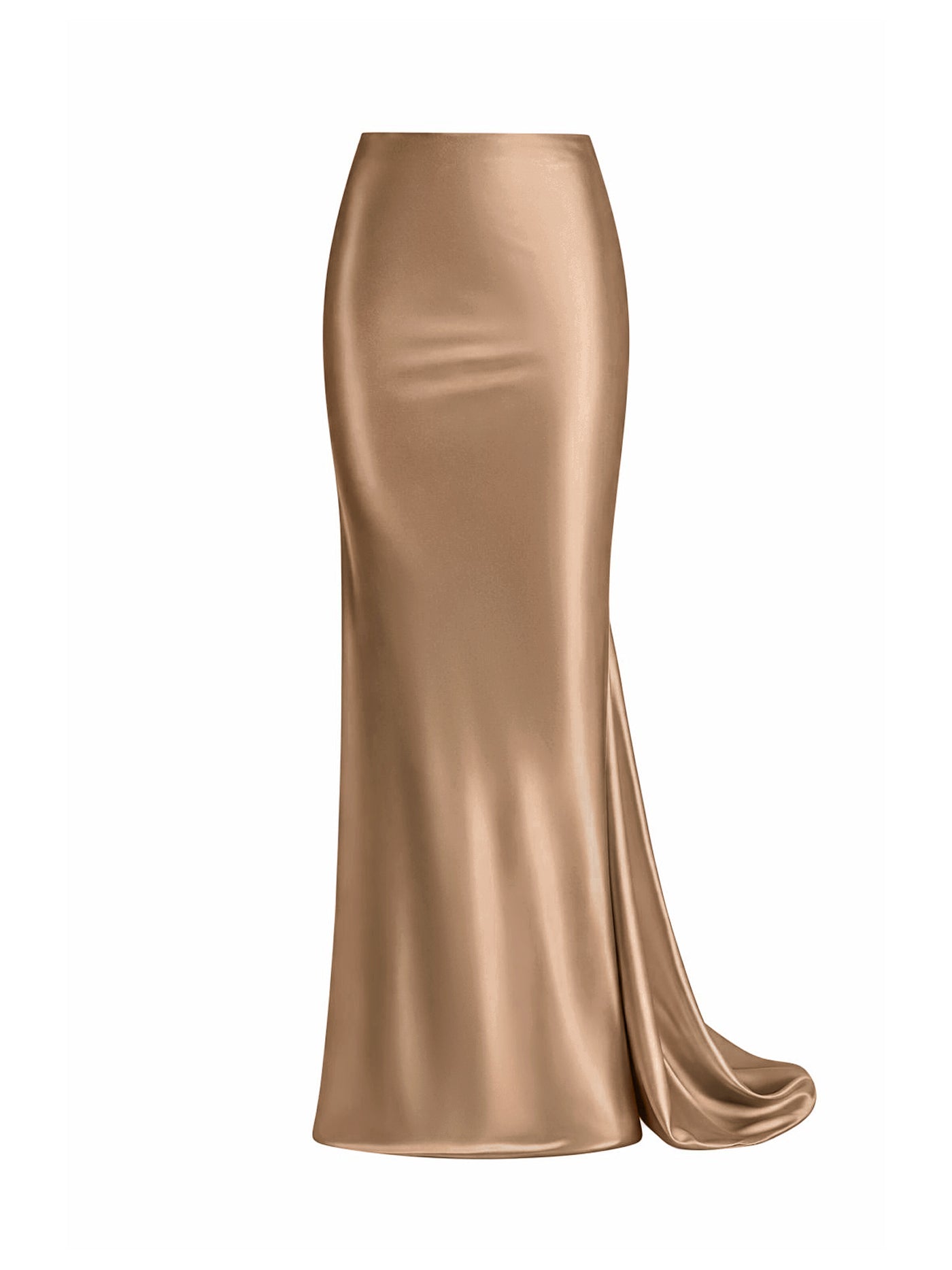 Long Bias-Cut Silk Skirt with Train
