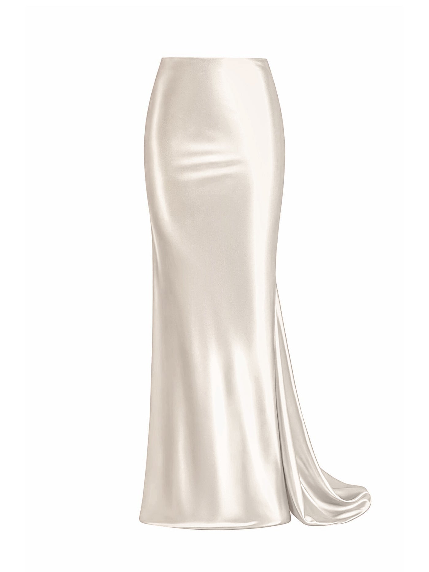 Long Bias-Cut Silk Skirt with Train