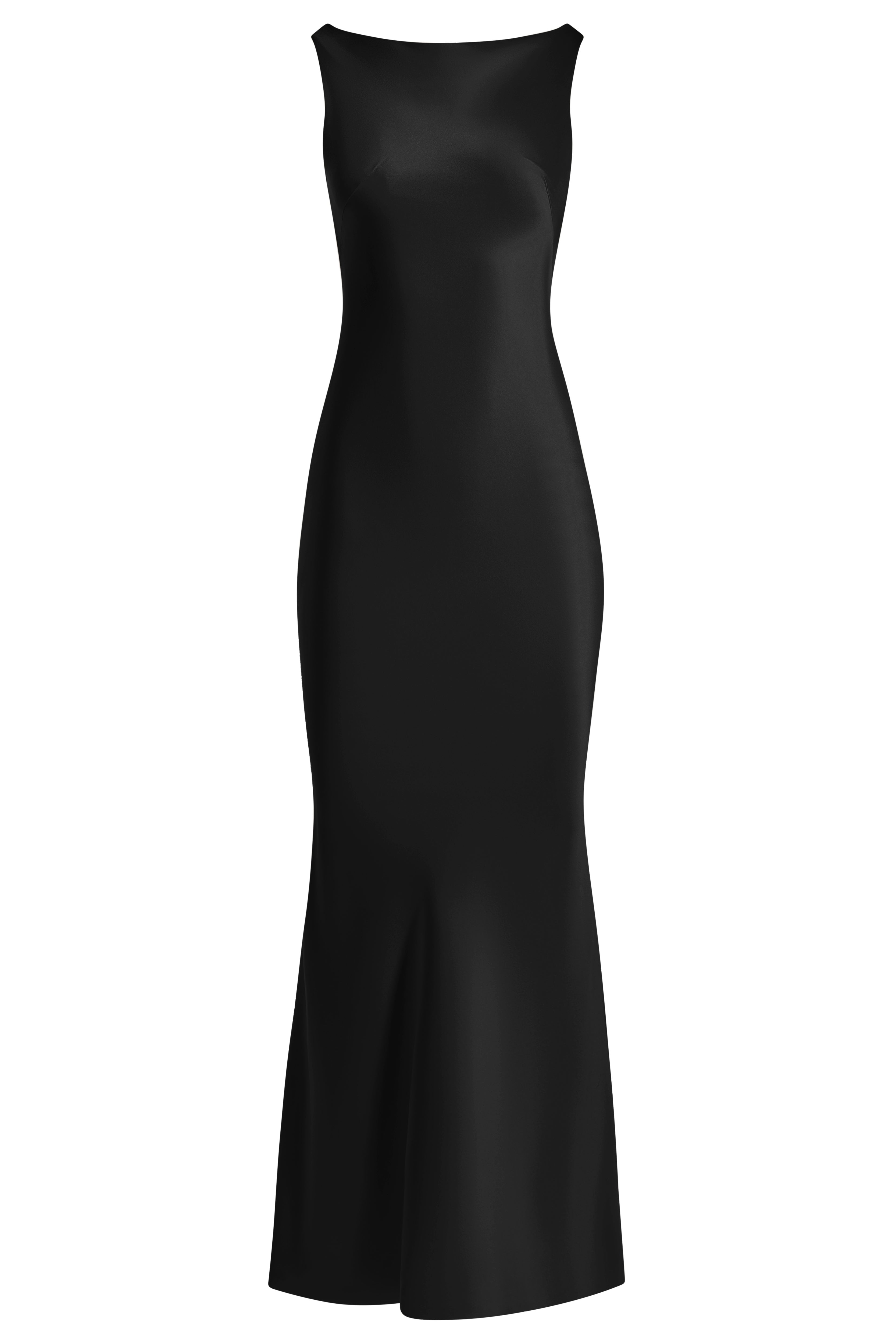 Boat neck cowl-back slip dress