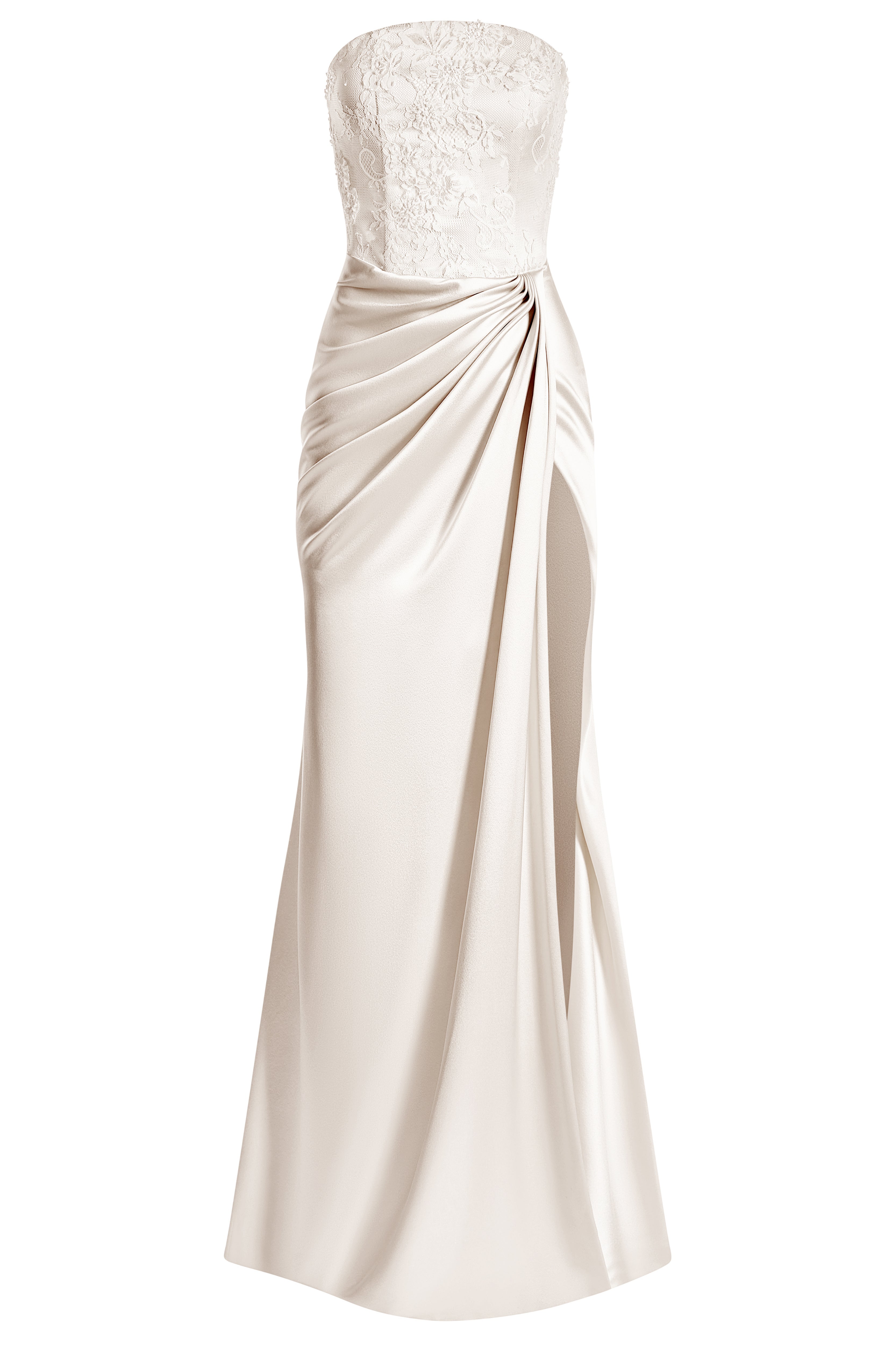 Round neck corset dress with draped skirt