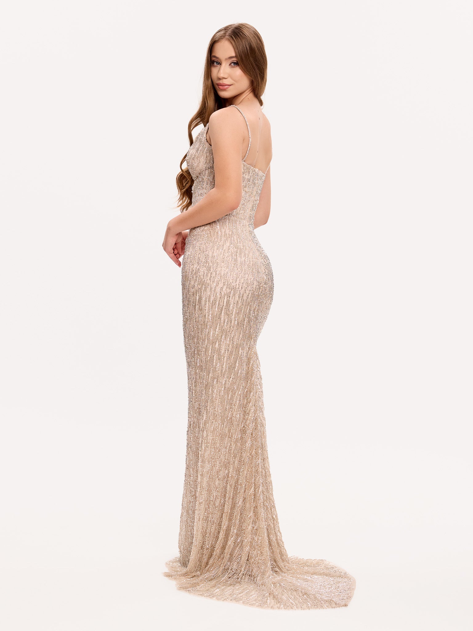 Embellished fitted gown with sweetheart neckline