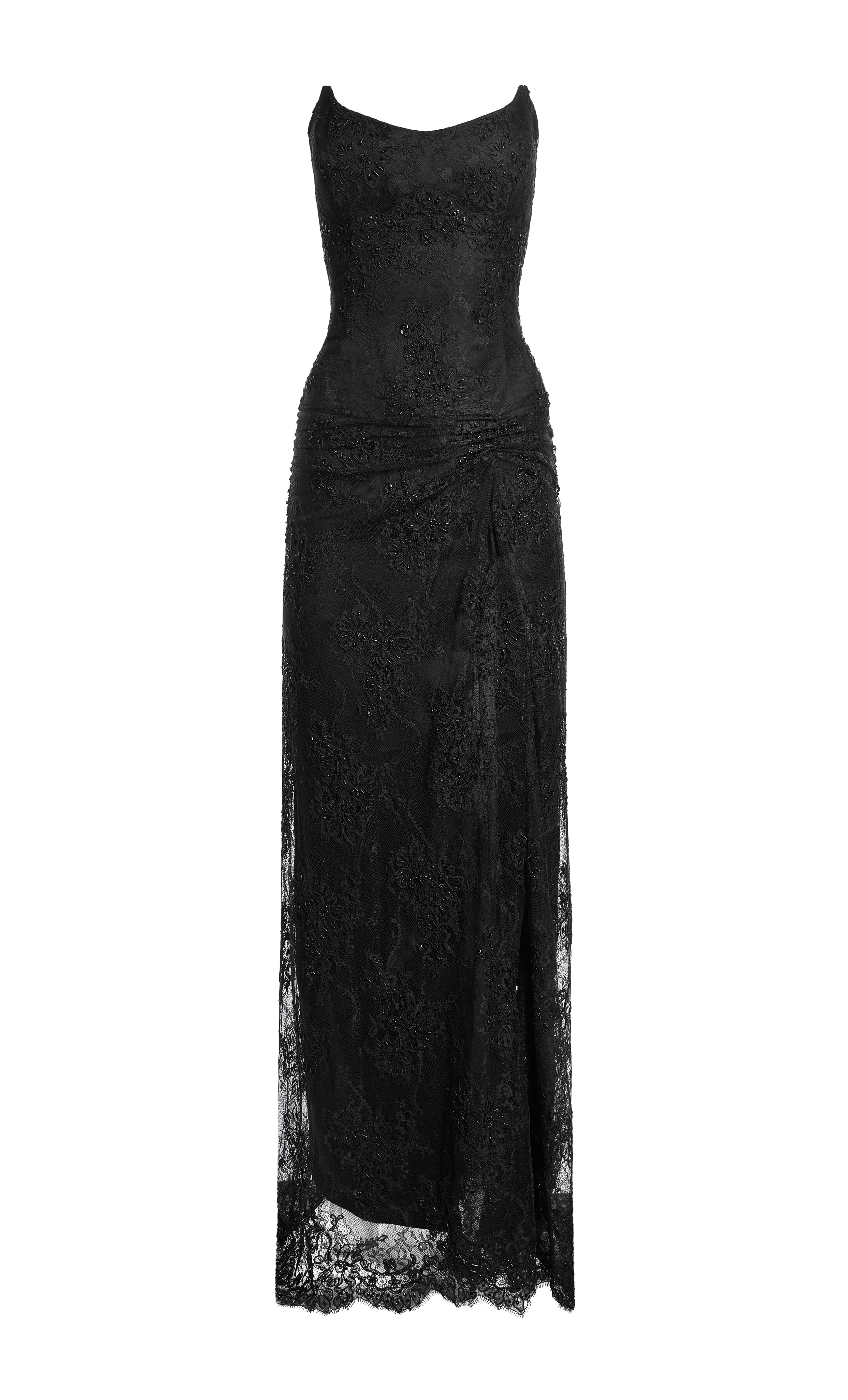 Boat-neck lace dress