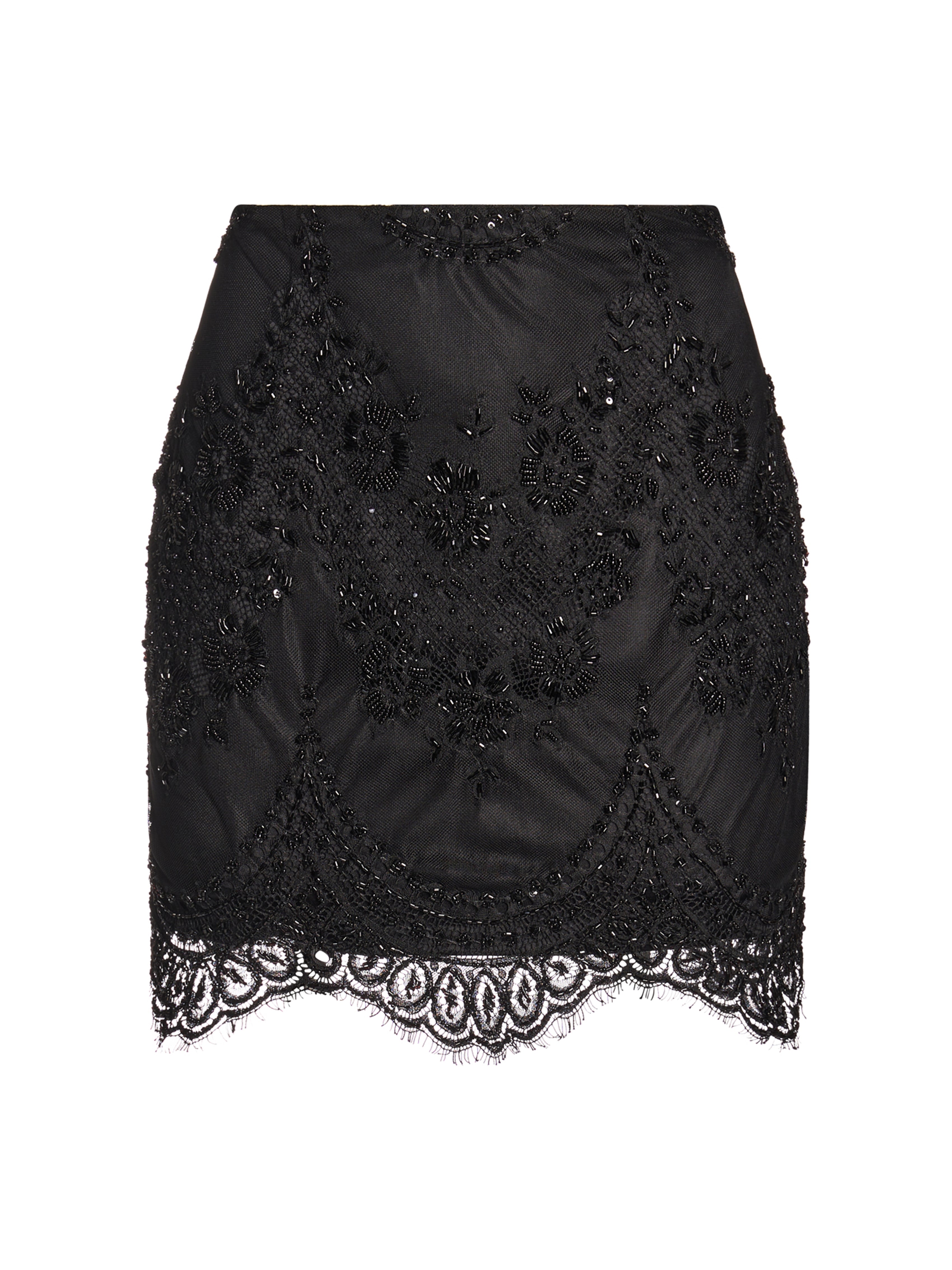 Embellished Lace Short Skirt
