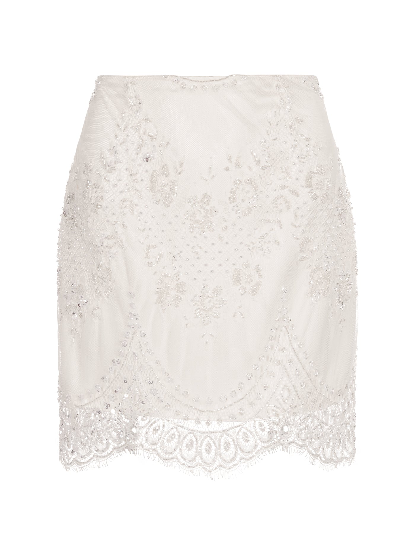 Embellished Lace Short Skirt