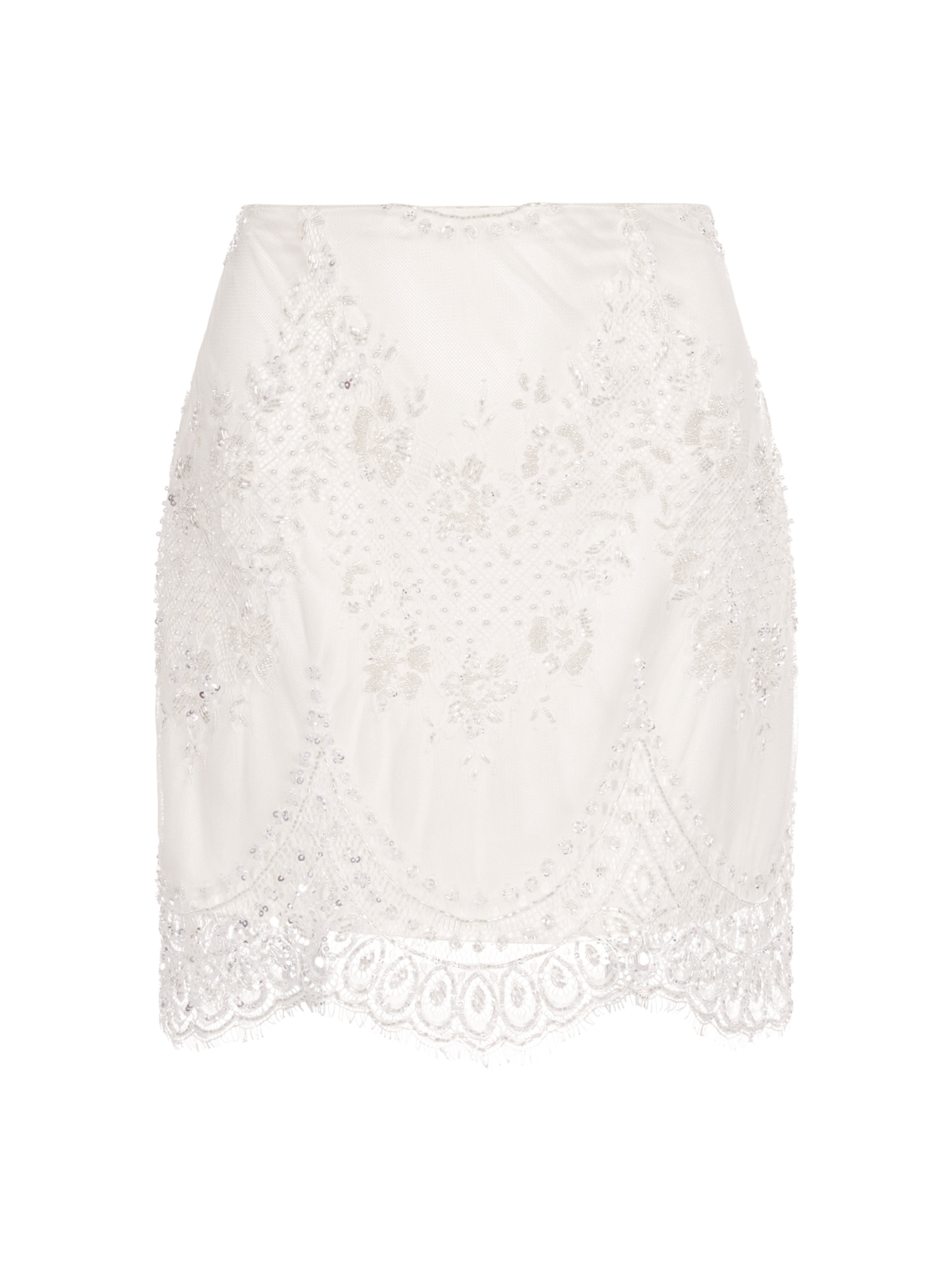 Embellished Lace Short Skirt