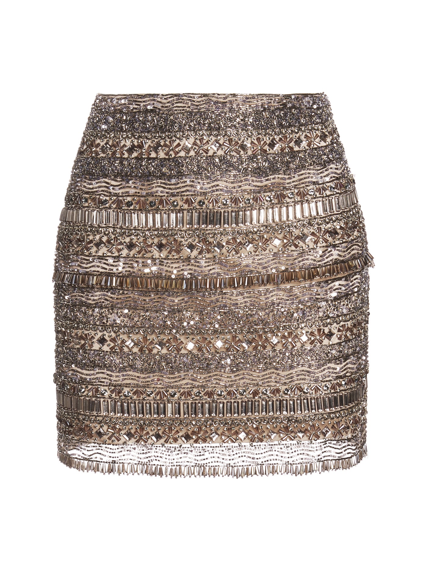Embellished Short Silk Skirt