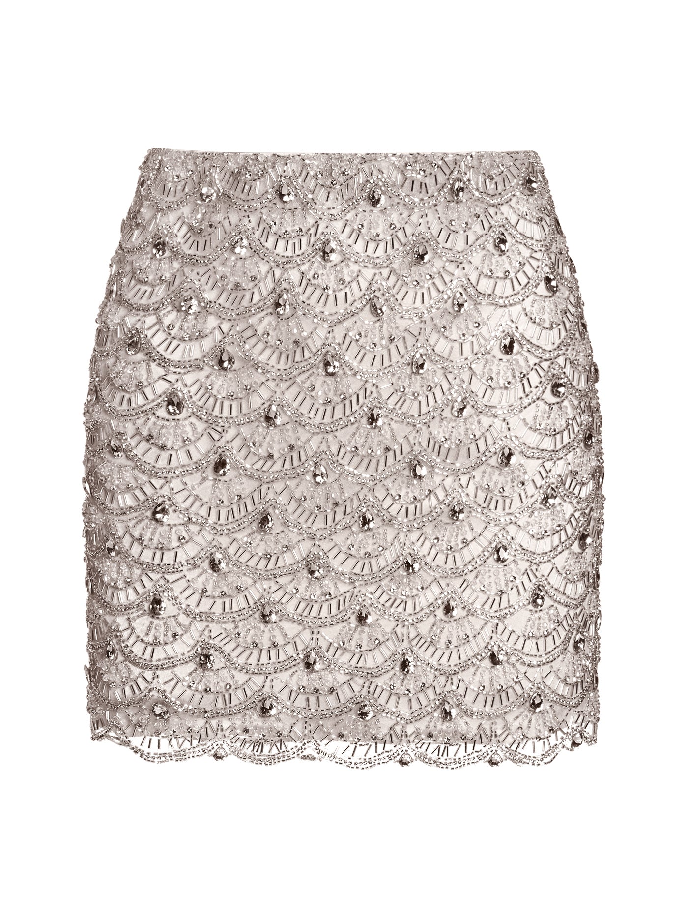 Embellished Short Silk Skirt